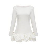 Elodie bubble-skirt mini dress in White (Final Sale-US Only)