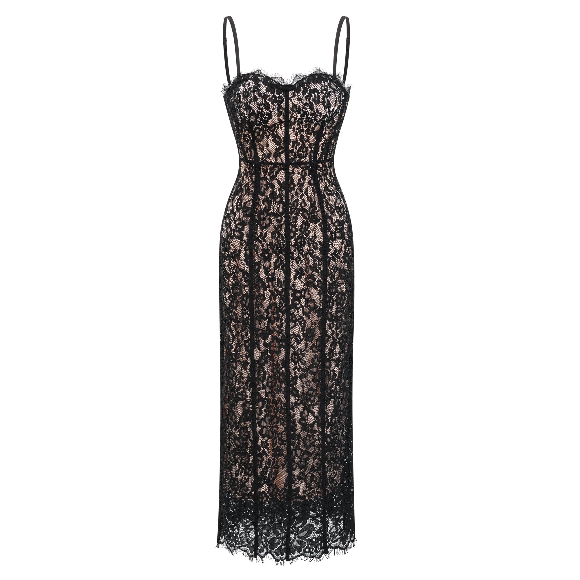 Giorgia Black Floral Lace Corset Maxi Dress (Final Sale)