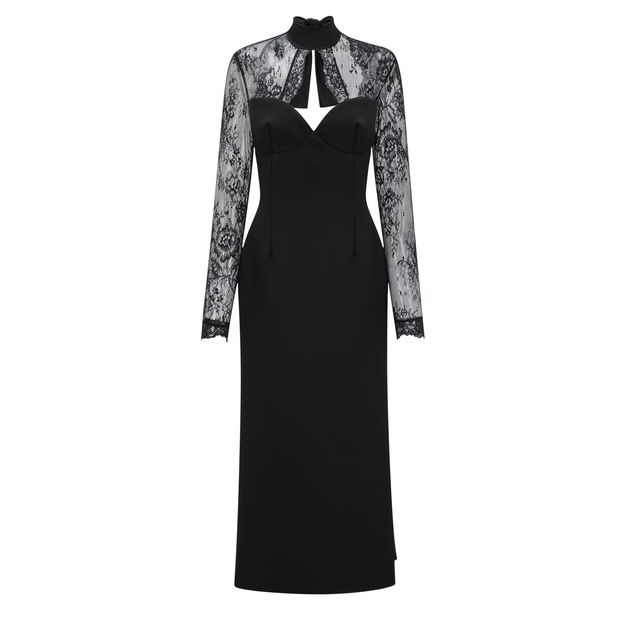 Quitterie Black Lace Panel Maxi Dress (Final Sale-US Only)