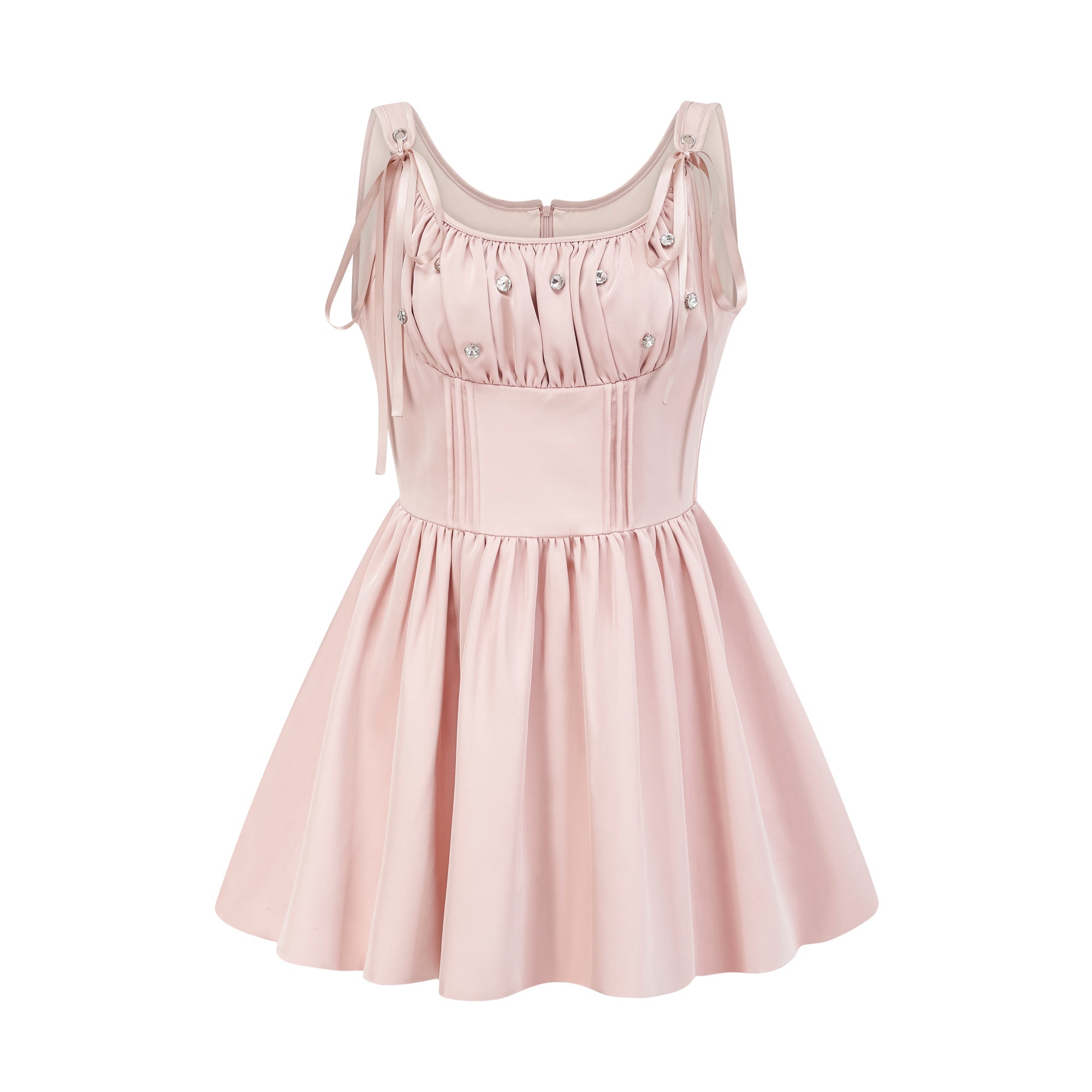 Axelle pleated crystal embellished mini dress - Pink