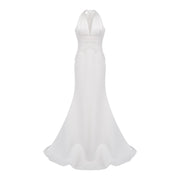 Emmeline White Train Design Gathered Maxi Dress