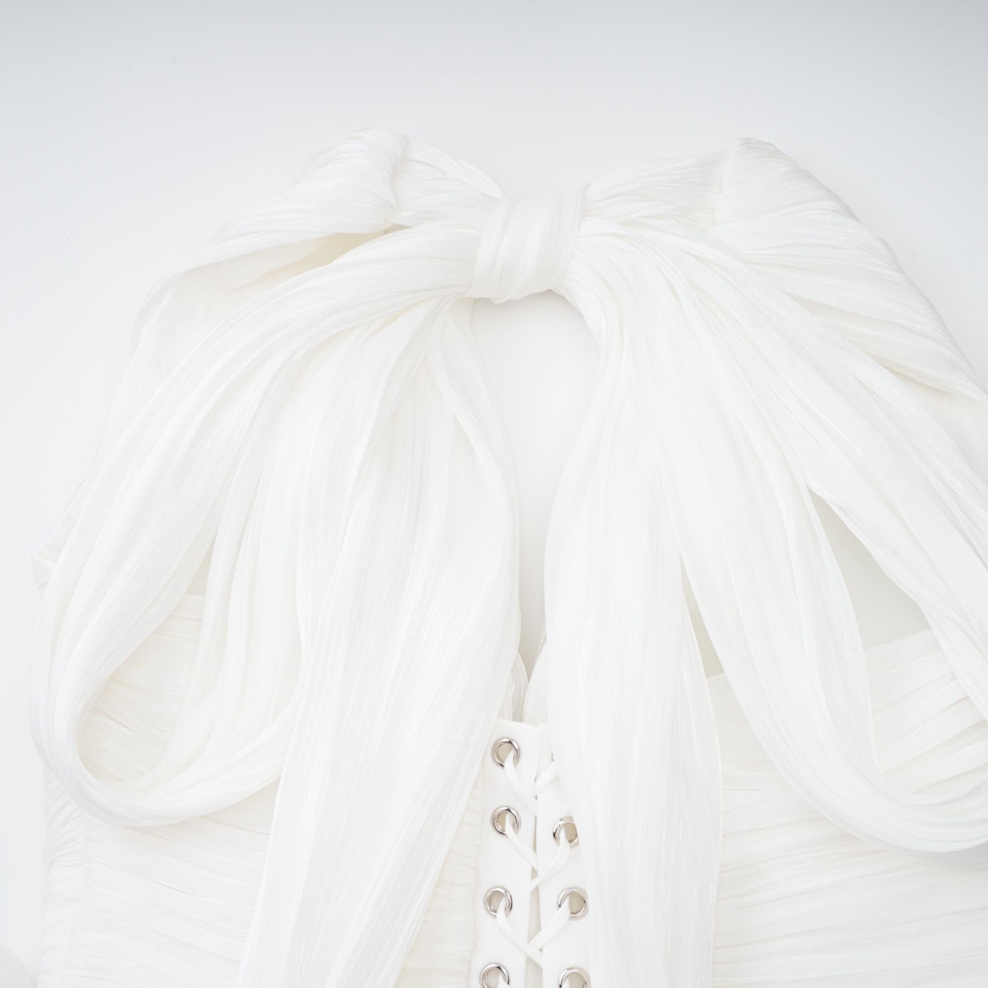 Emmeline White Train Design Gathered Maxi Dress