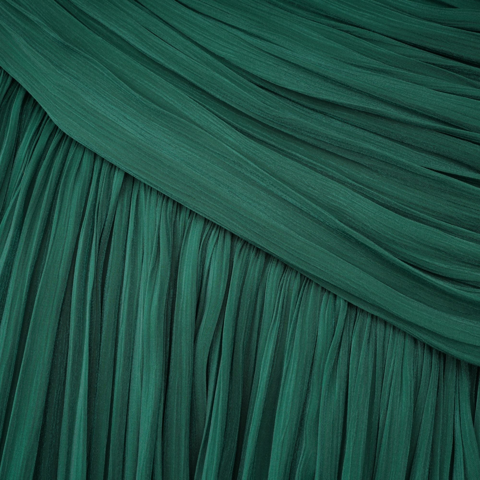 Emerald Green One Shoulder Ruched Maxi Dress (Final Sale-US Only)
