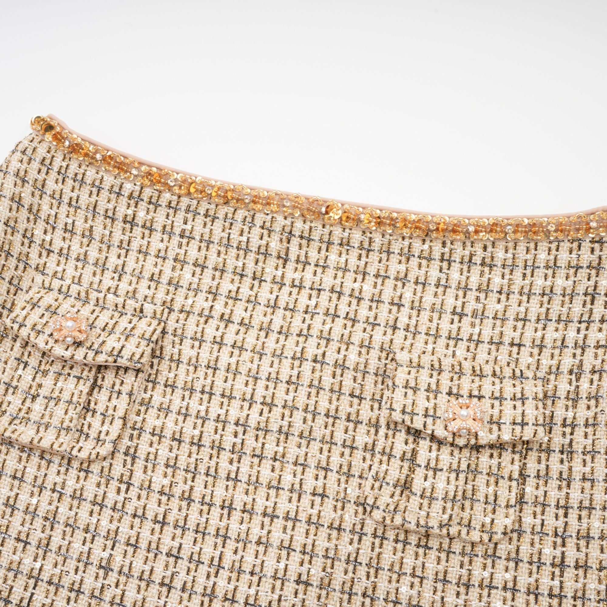 Aëlle gold tweed sequin jacket & skirt matching set
