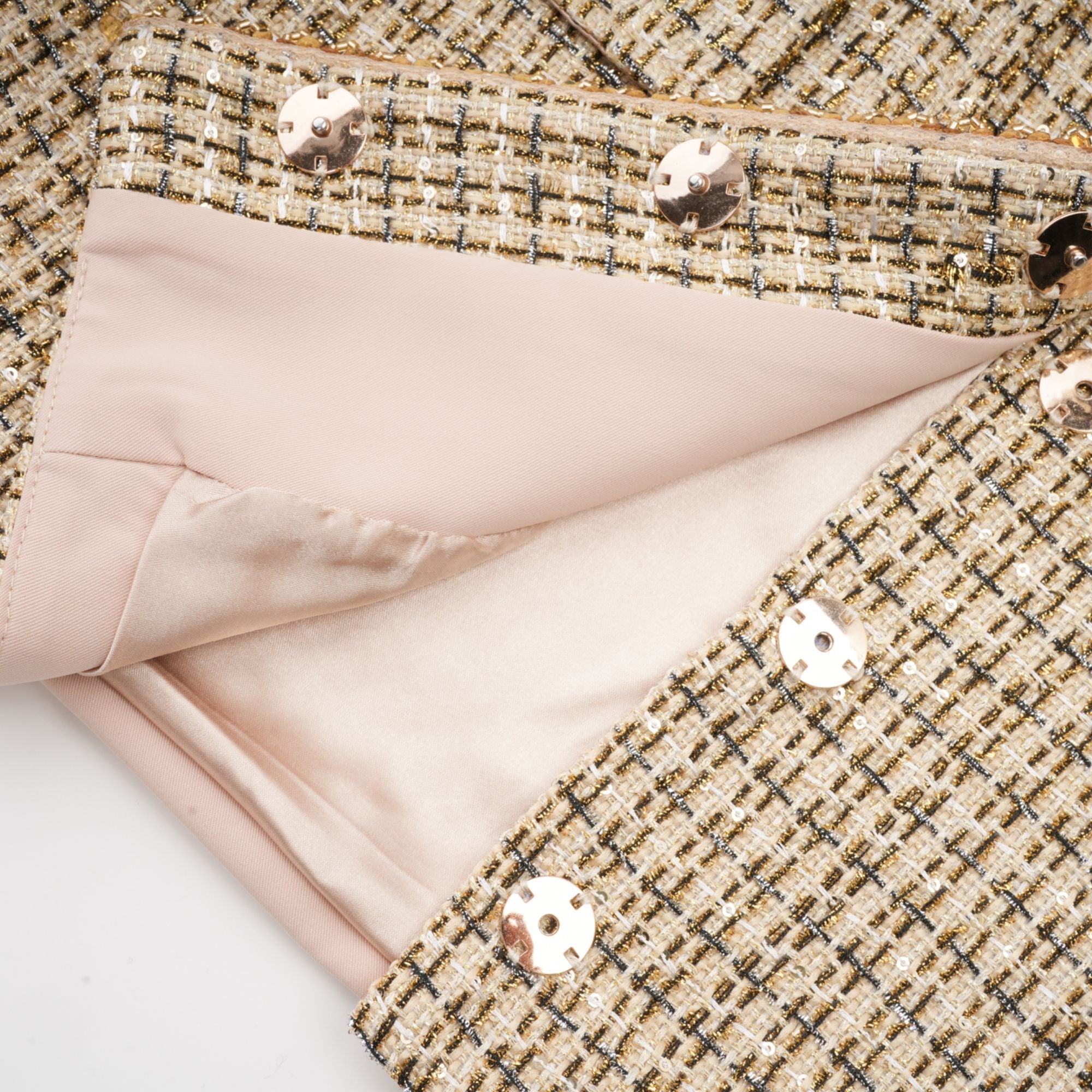 Aëlle gold tweed sequin jacket & skirt matching set