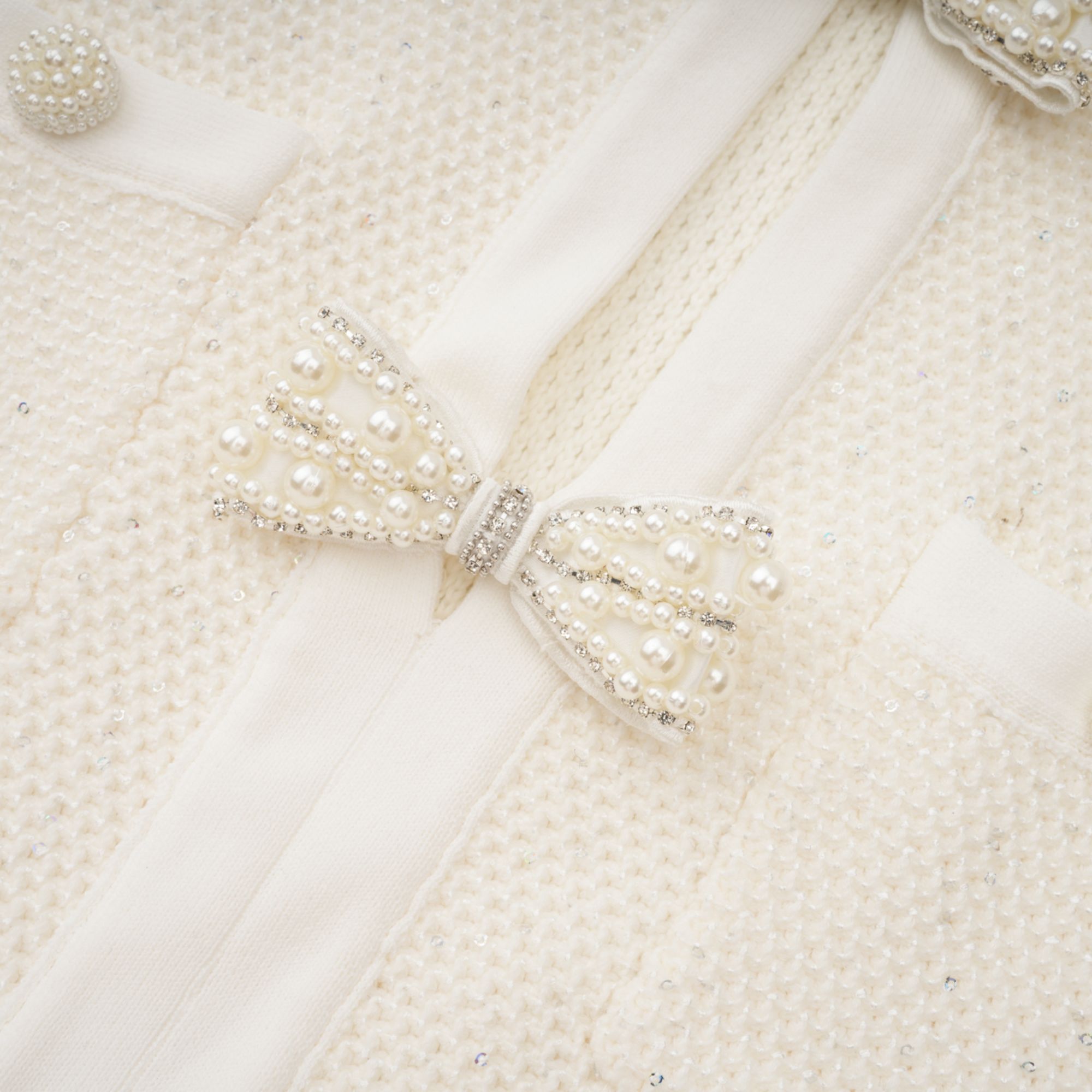 Adélade White Embellished Knit Midi Dress (Final Sale-US Only)