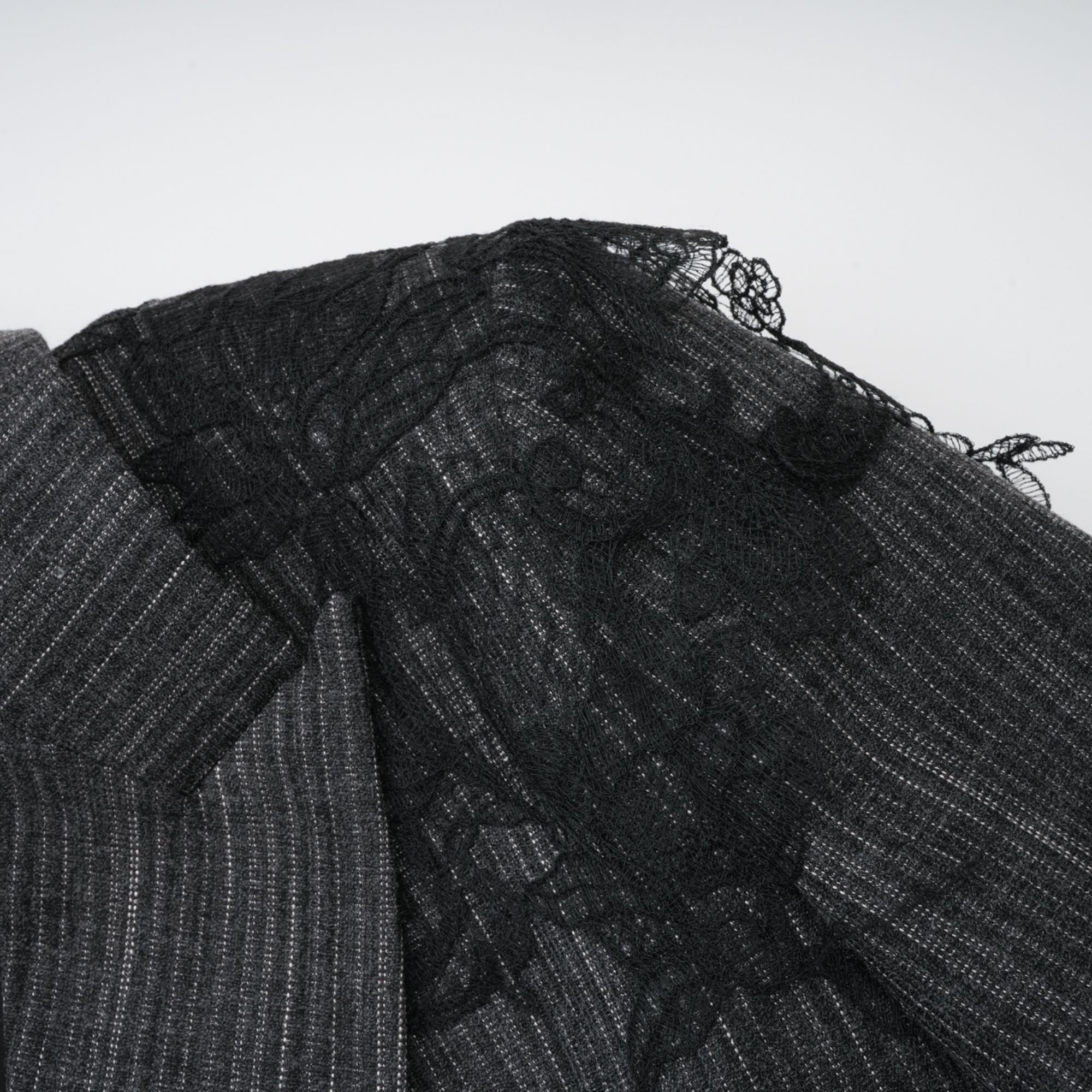 Sidonie Grey Floral Appliqué Striped Blazer & Skirt Set