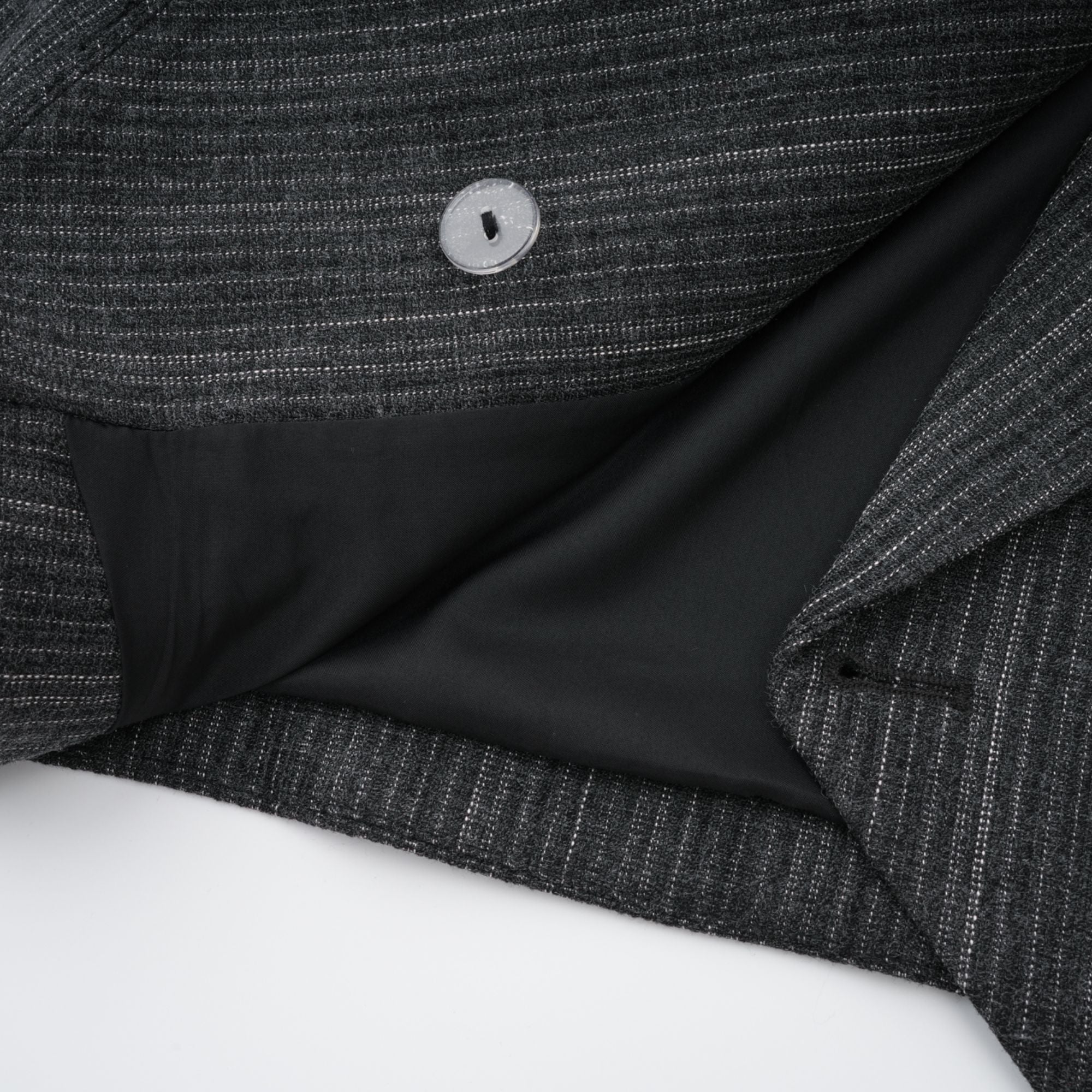 Sidonie Grey Floral Appliqué Striped Blazer & Skirt Set