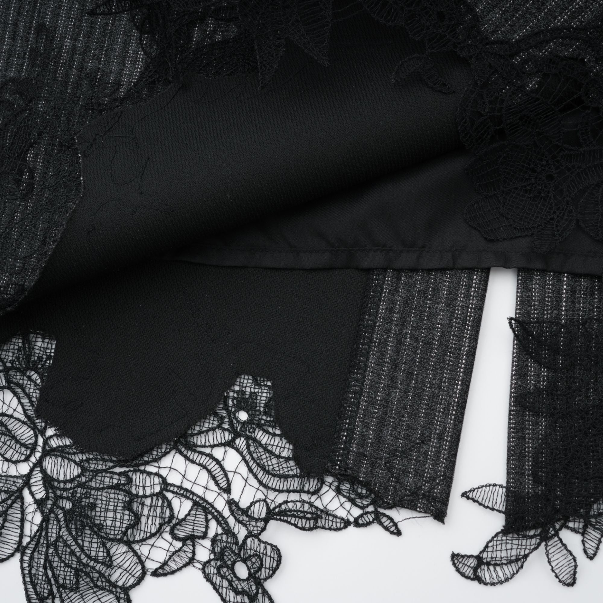 Sidonie Grey Floral Appliqué Striped Blazer & Skirt Set