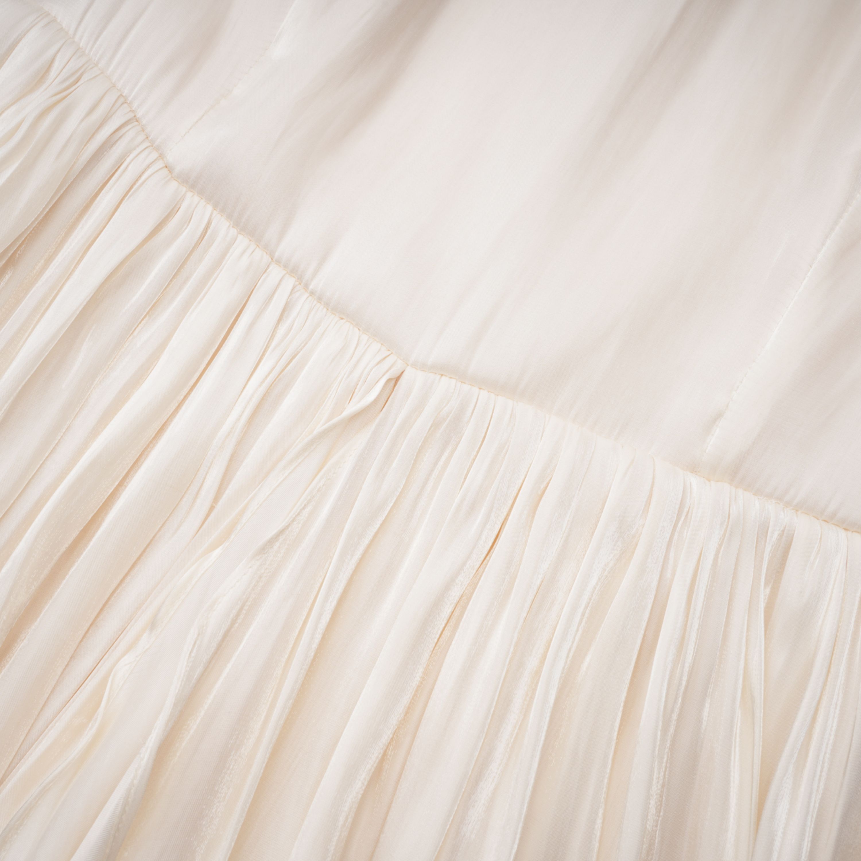 Gustave Neutral Ruched Cape Ruffled Maxi Dress (Final Sale-US Only)