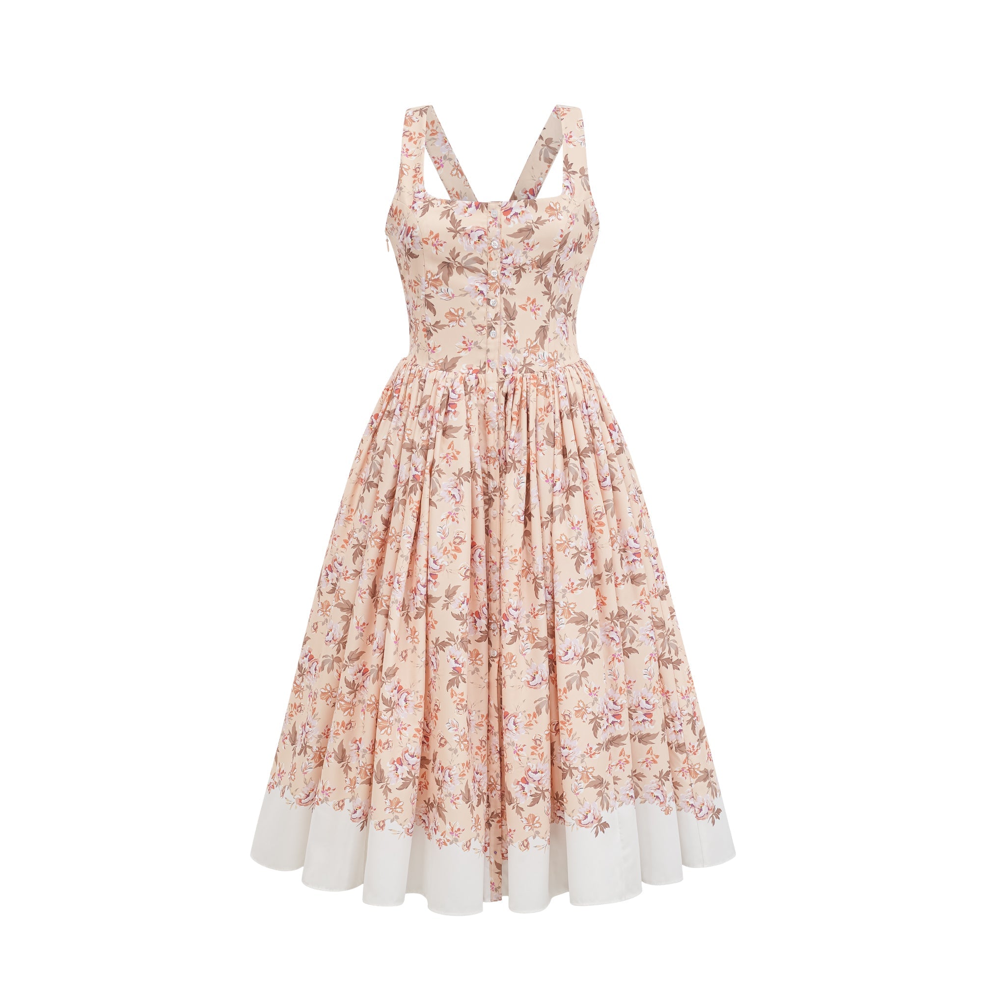 Alizée yellow floral-print buttoned midi dress