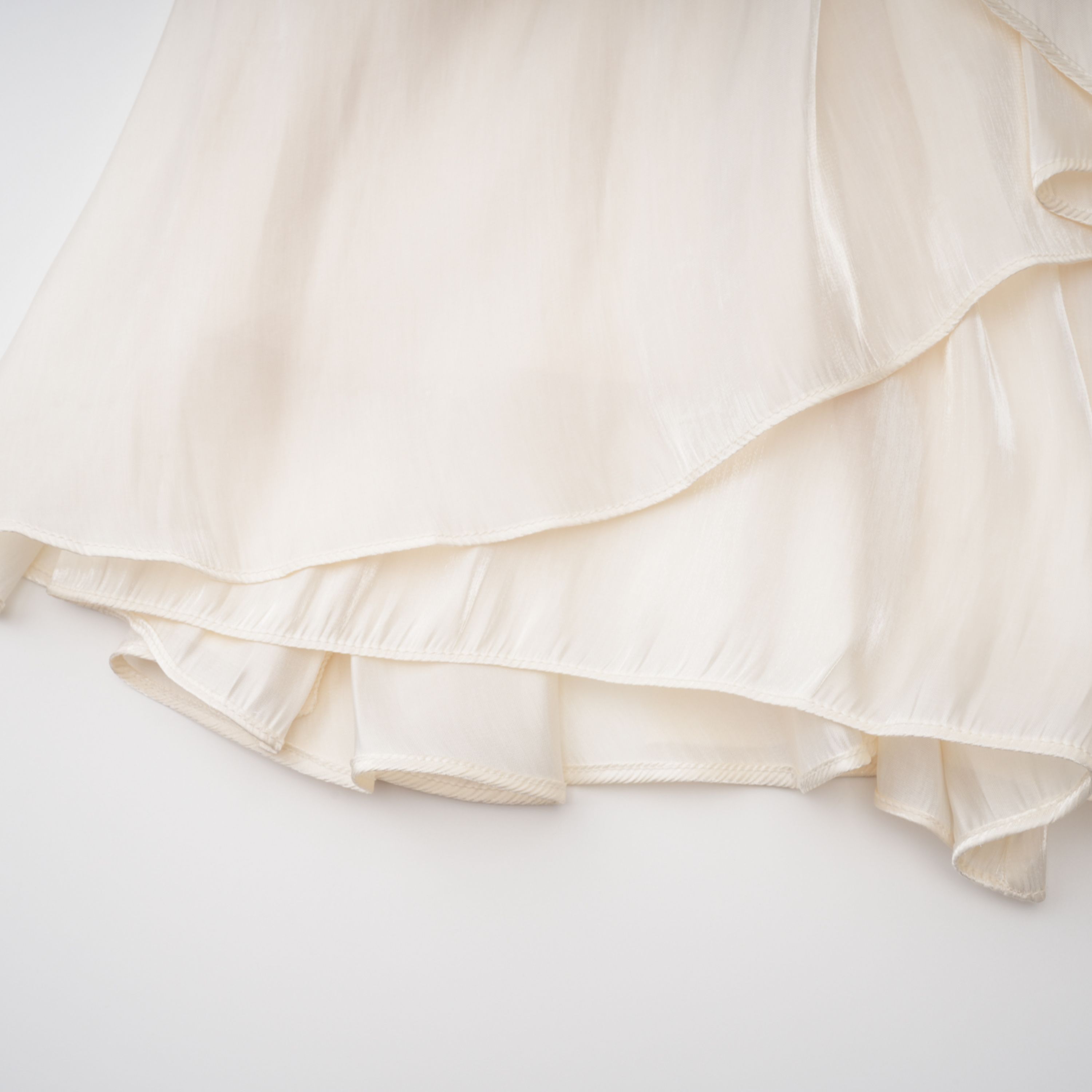 Gustave Neutral Ruched Cape Ruffled Maxi Dress (Final Sale-US Only)
