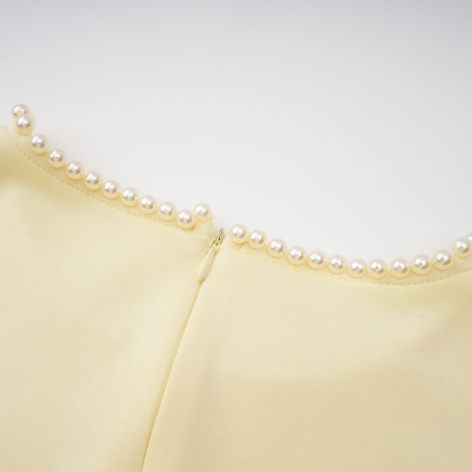 Piroska Yellow Pearl Trim Shawl Detail Maxi Dress