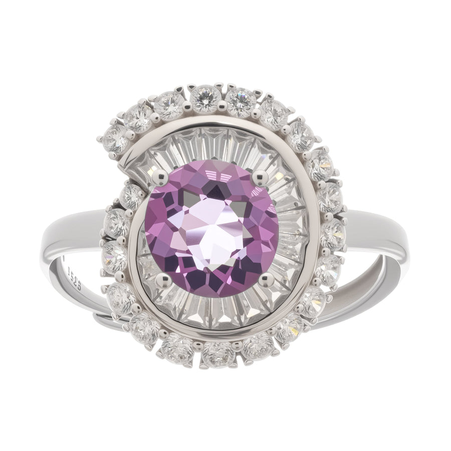 Margaux Purple Halo Setting Adjustable Ring