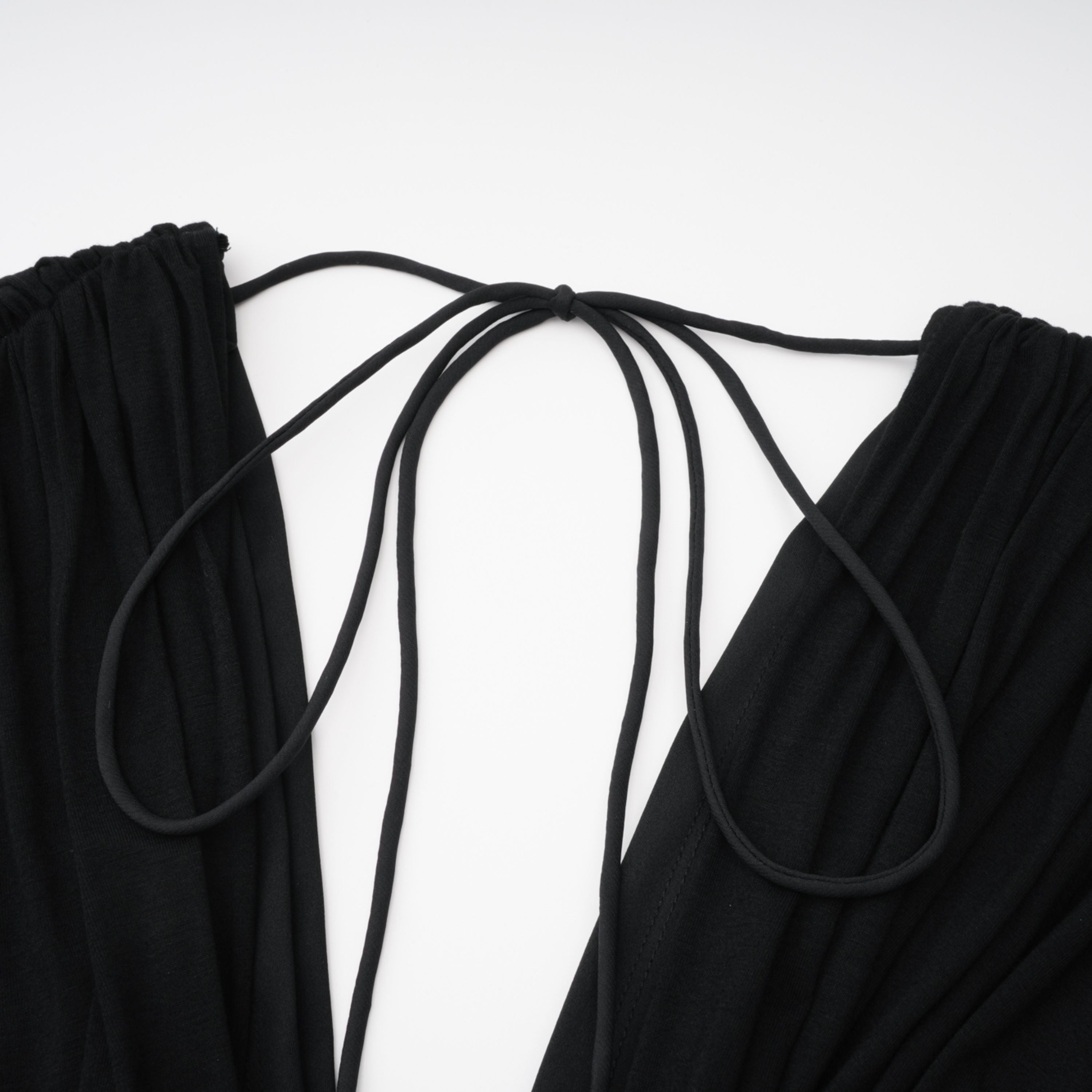 Gianina Black Deep V-Neck Draped Jumpsuit (Final Sale)