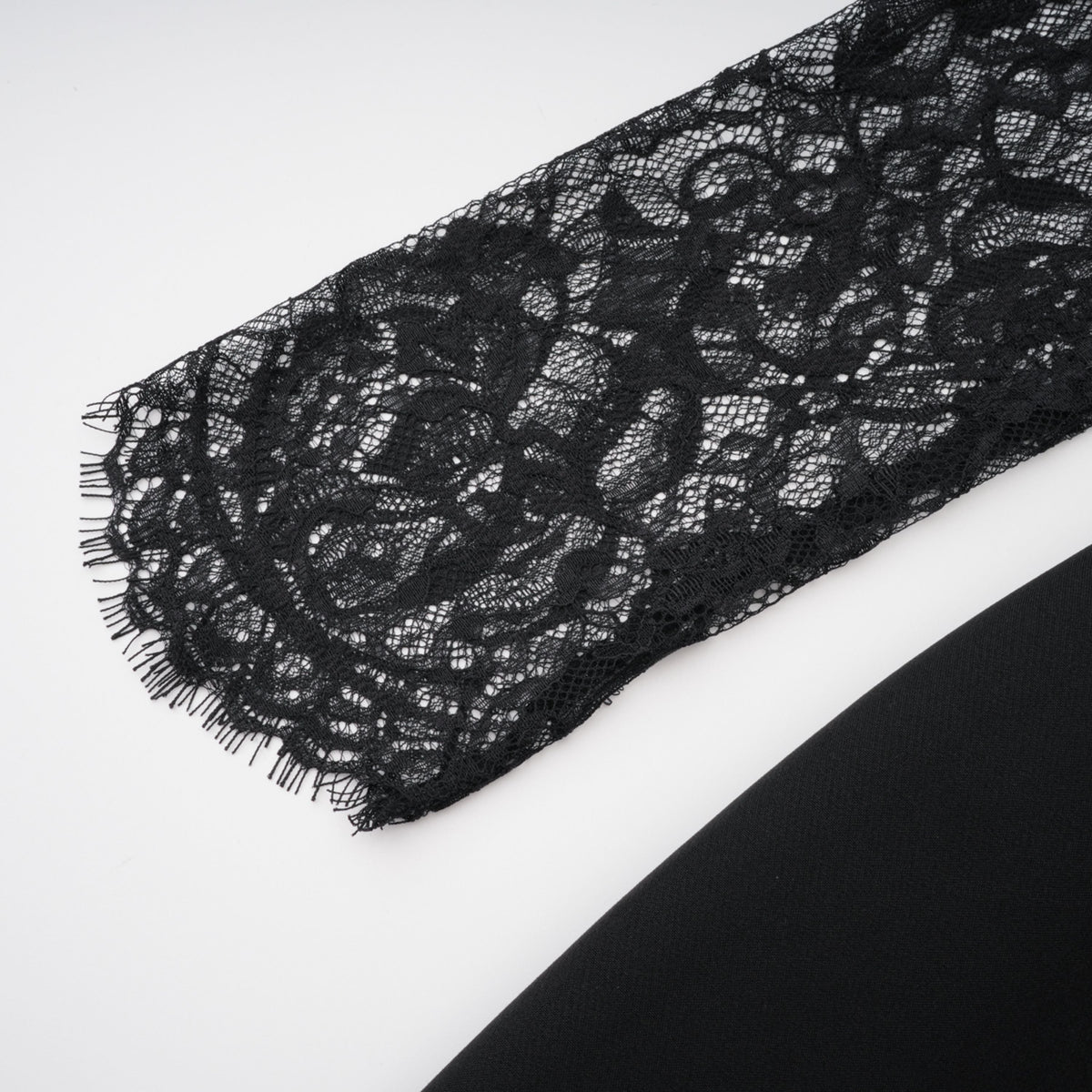 bokamoso black lace panel maxi gown
