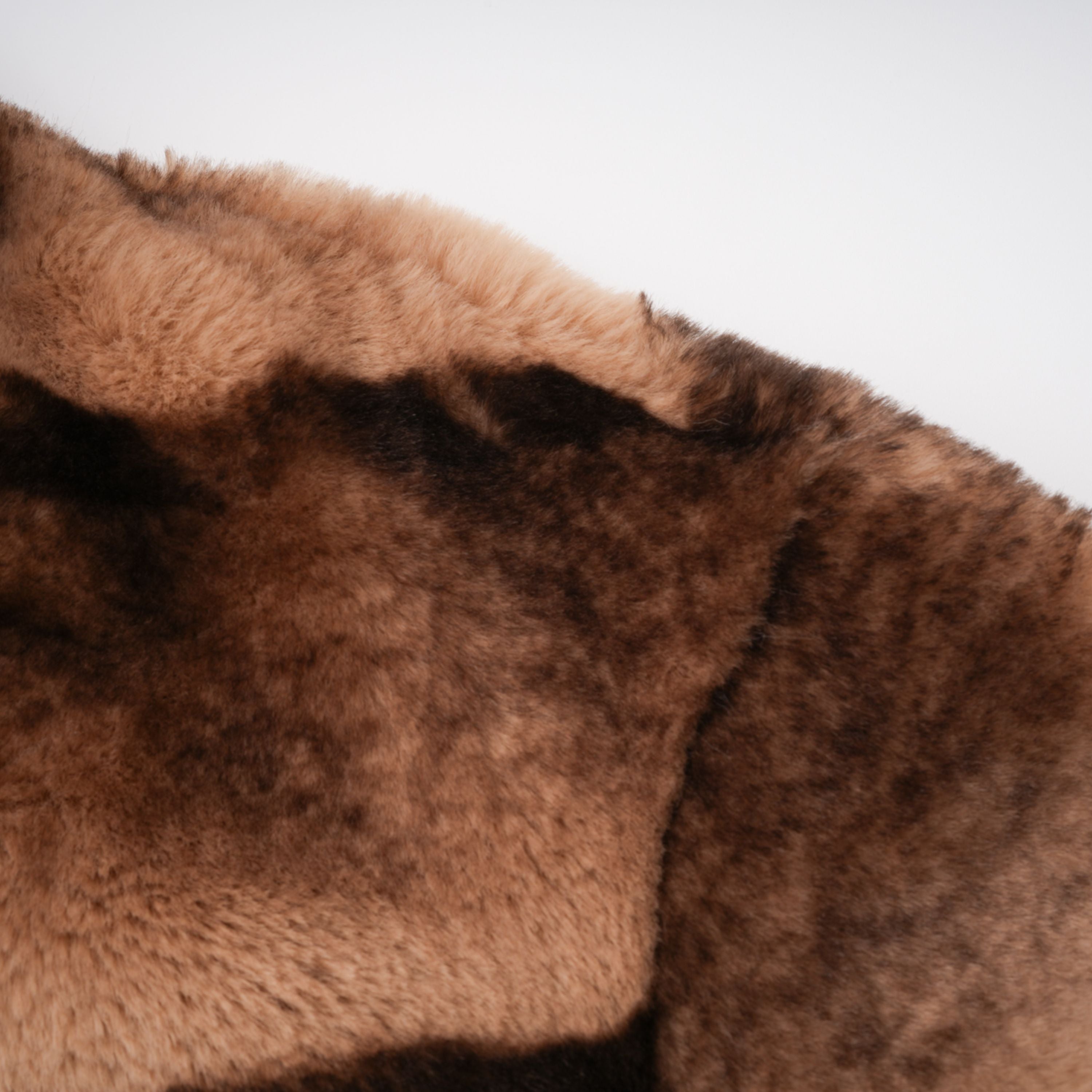 Alina Brown Gradient Faux Fur Short Coat