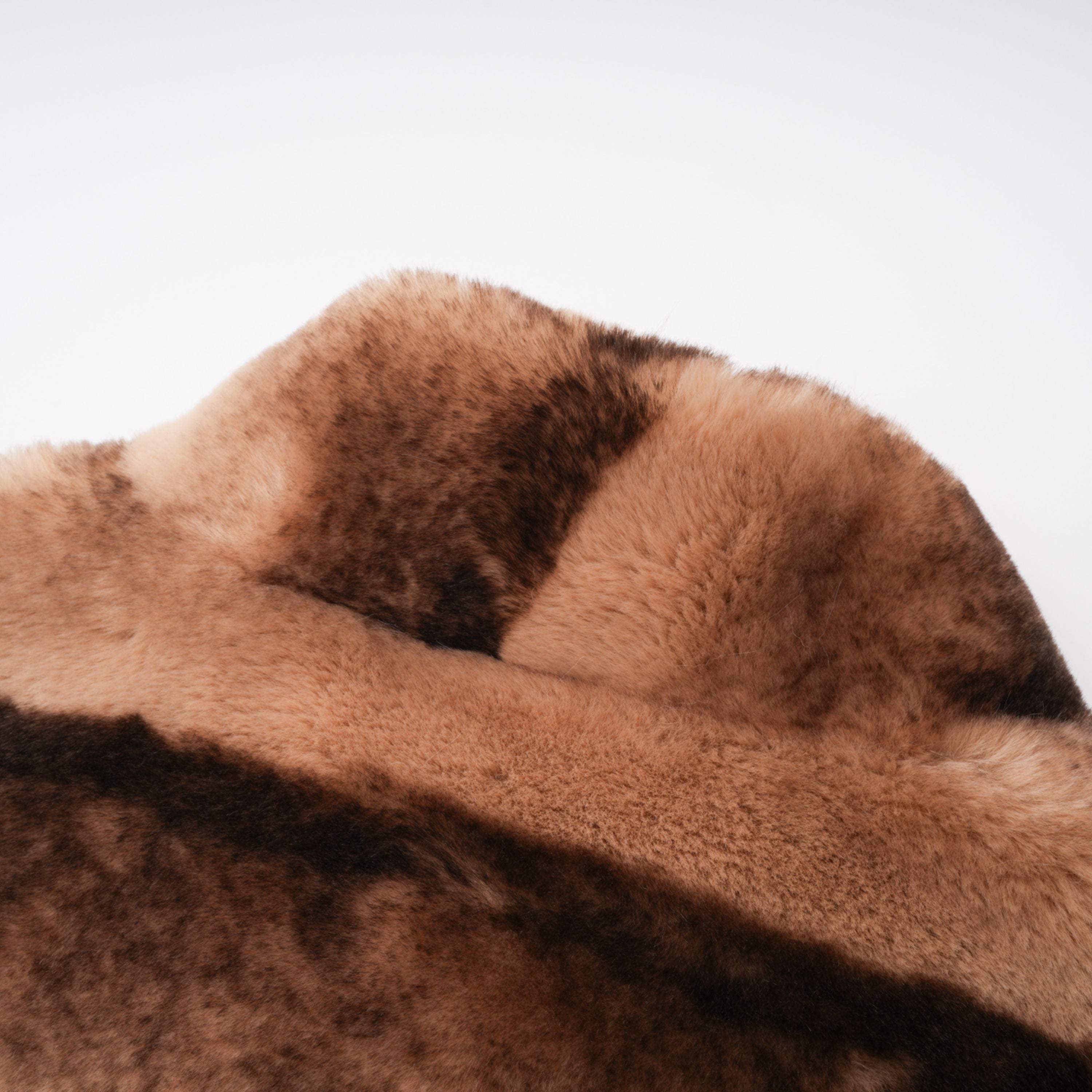 Alina Brown Gradient Faux Fur Short Coat