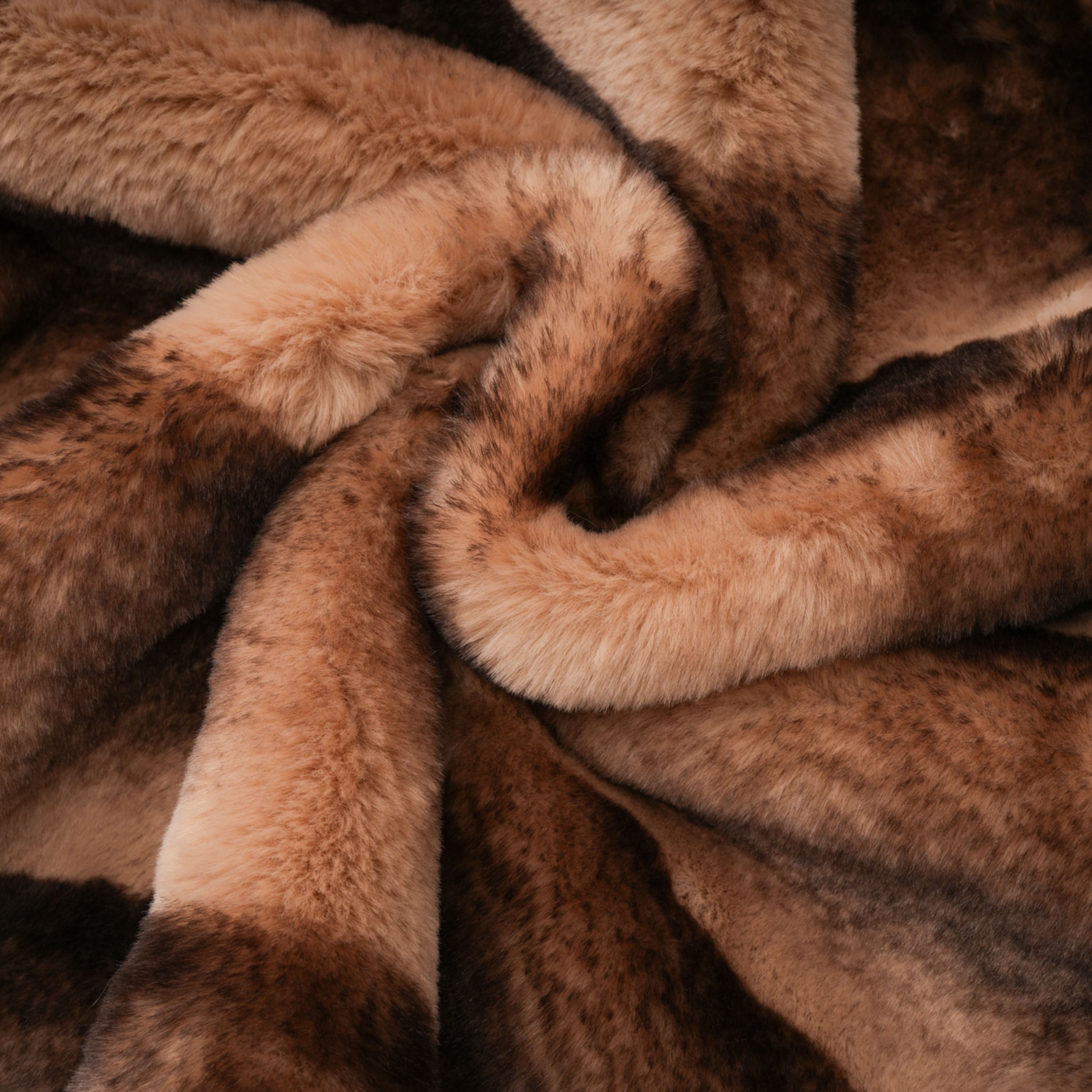 Alina Brown Gradient Faux Fur Short Coat