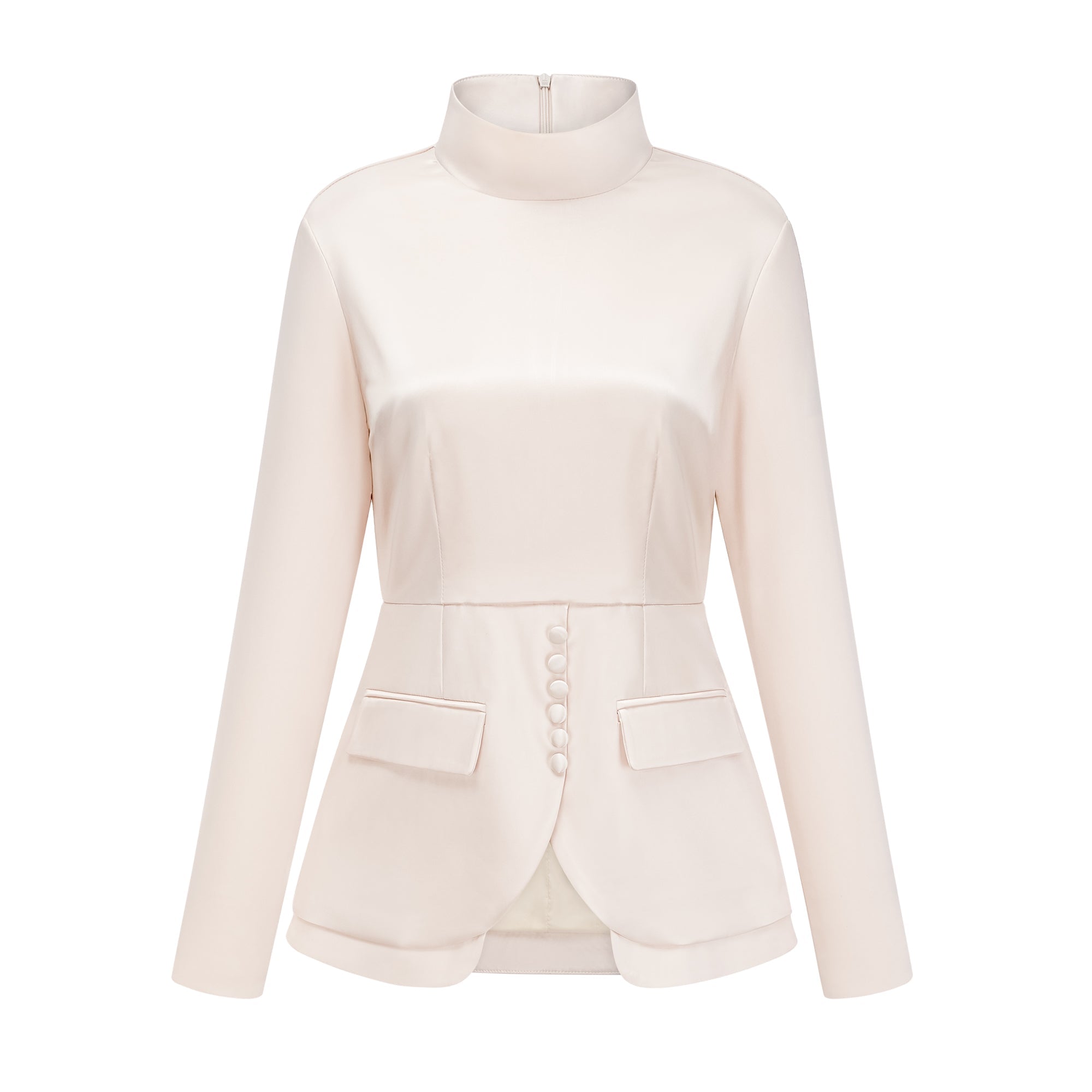 Roxanne Neutral Mock Neck Blouse & Mermaid Skirt Set (Final Sale-US Only)