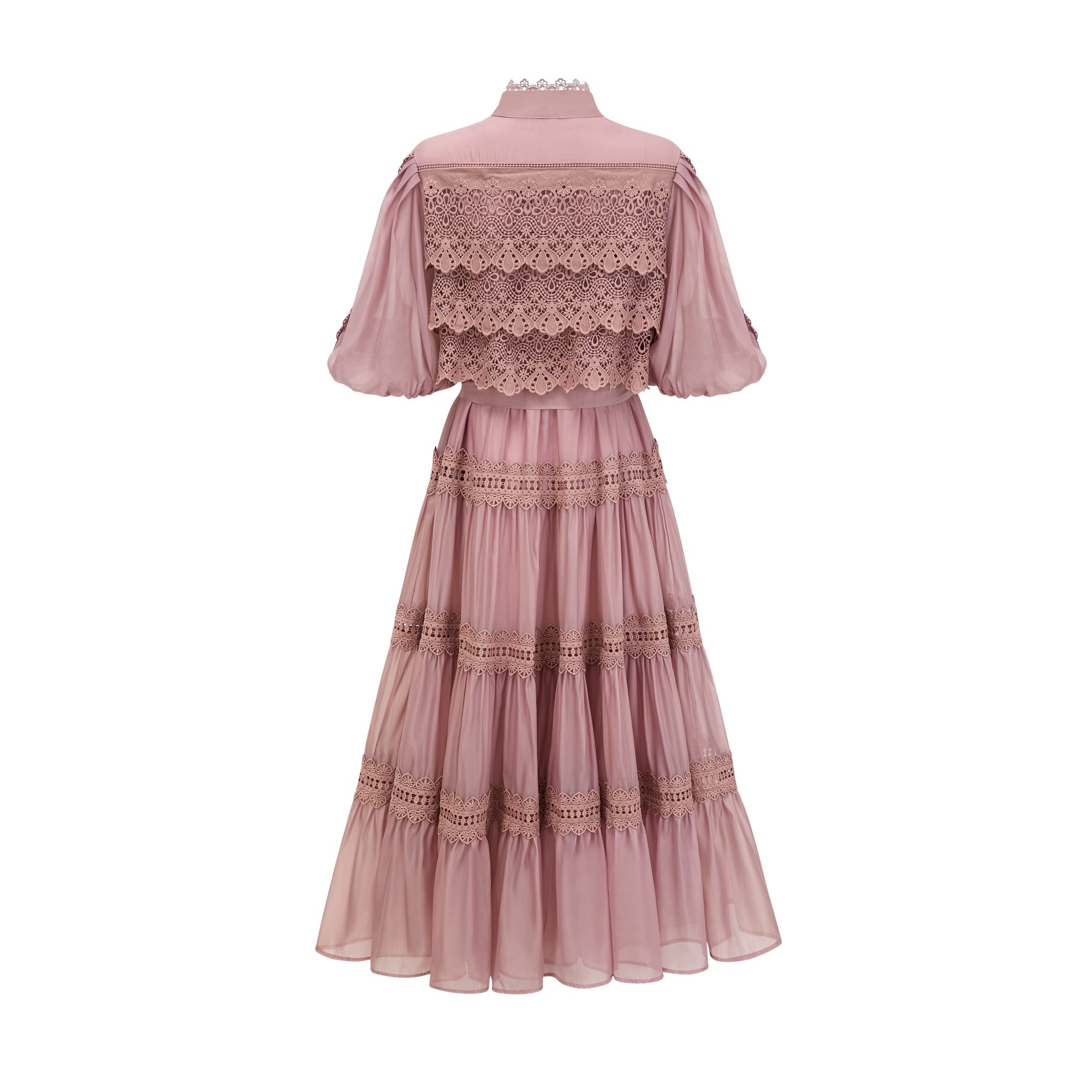 Inès lace cut-out tiered midi dress (US Only)