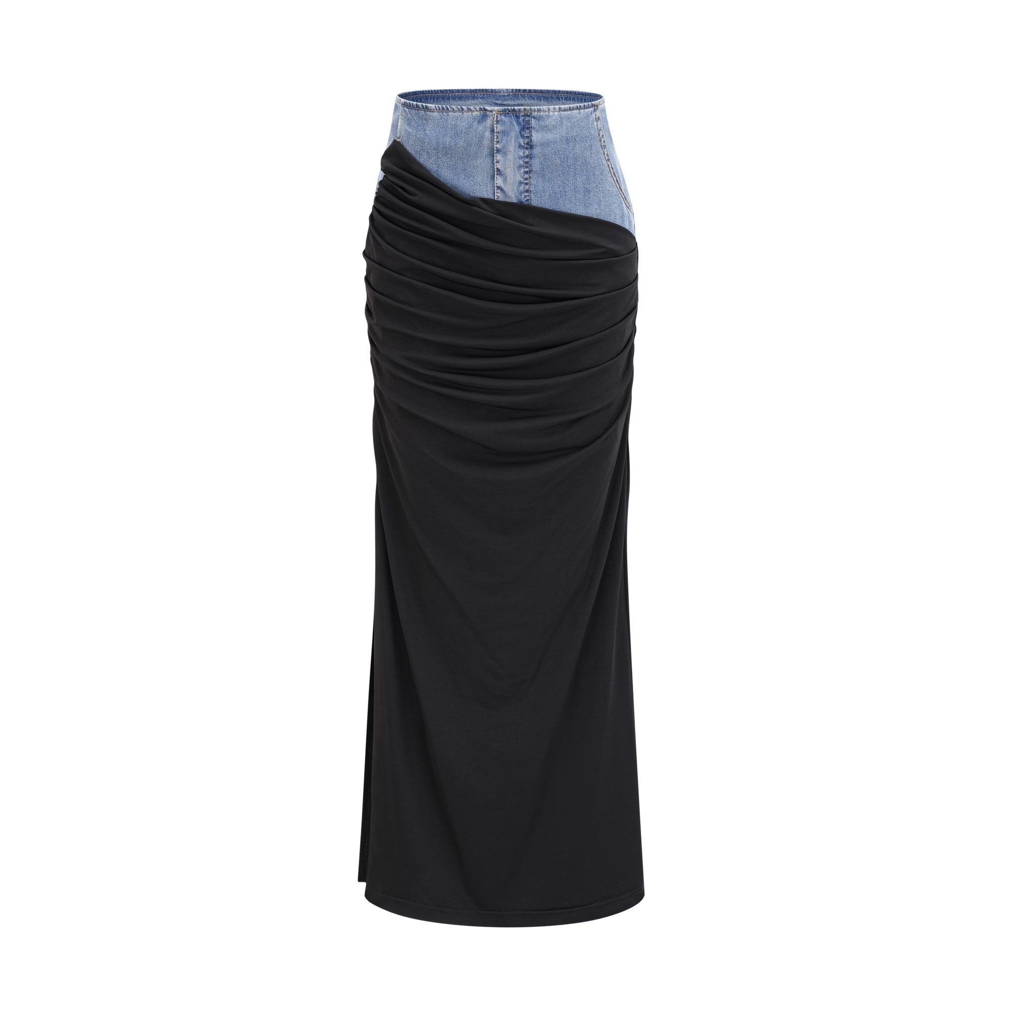 Nala jersey-panelled denim top & skirt matching set (Final Sale)