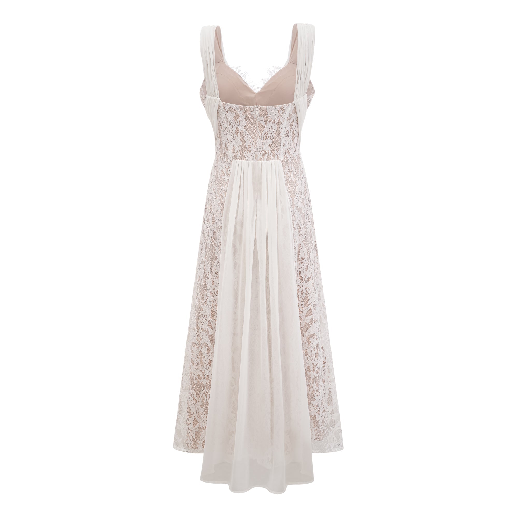 Arantxa white lace pleated maxi dress (Final Sale-US Only)