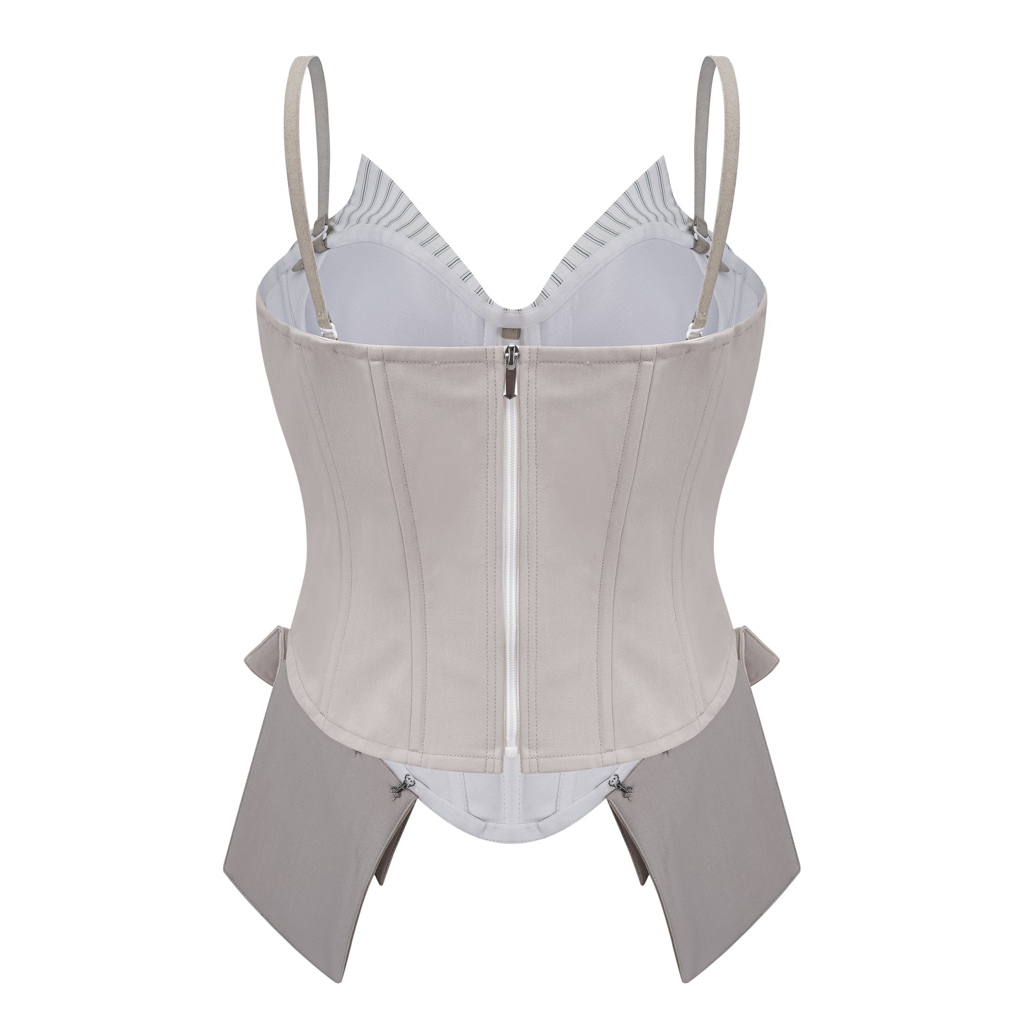 Virág Grey Stripe Panel Corset Top