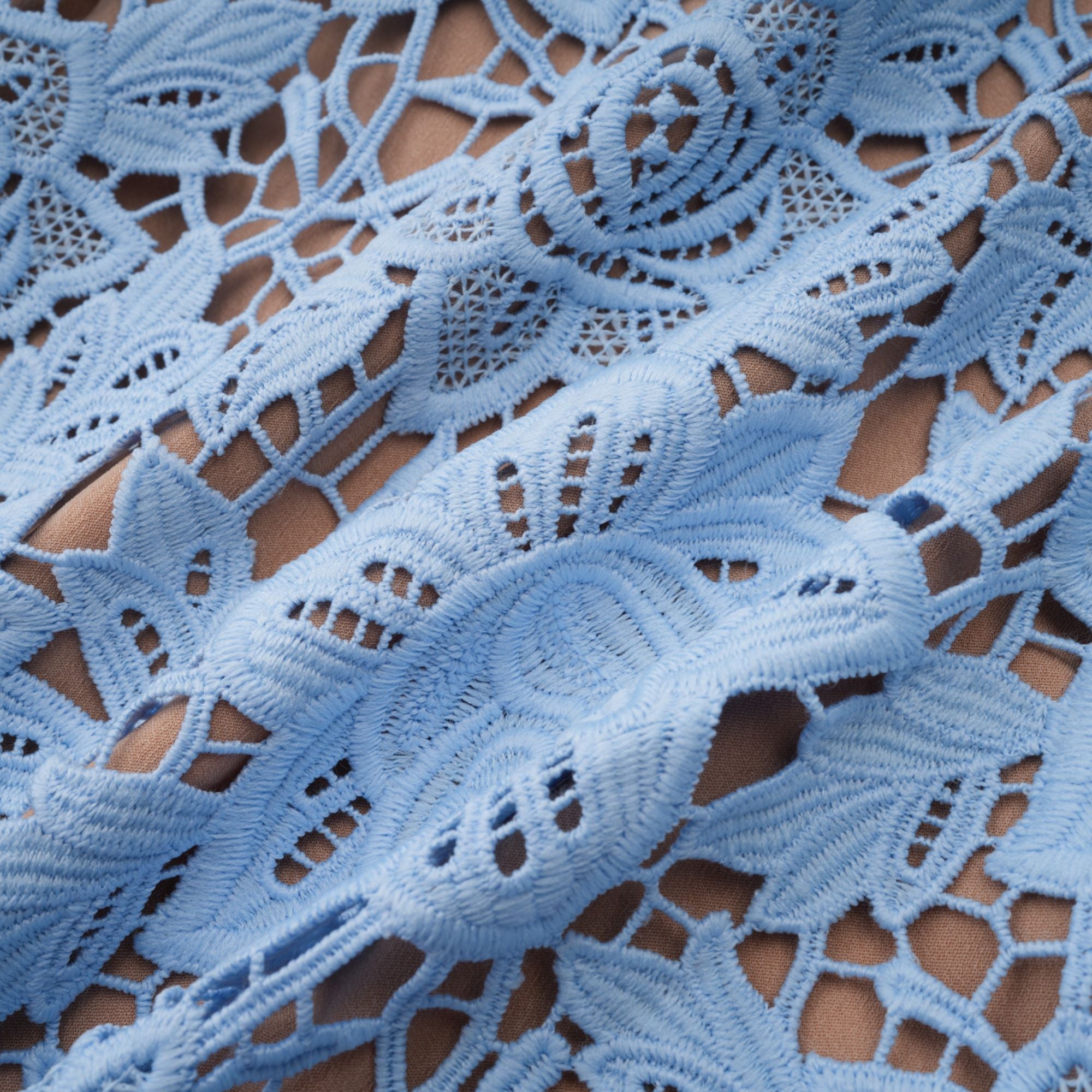 Ariane blue floral-appliqué ruffled lace mini dress (Final Sale-US Only)