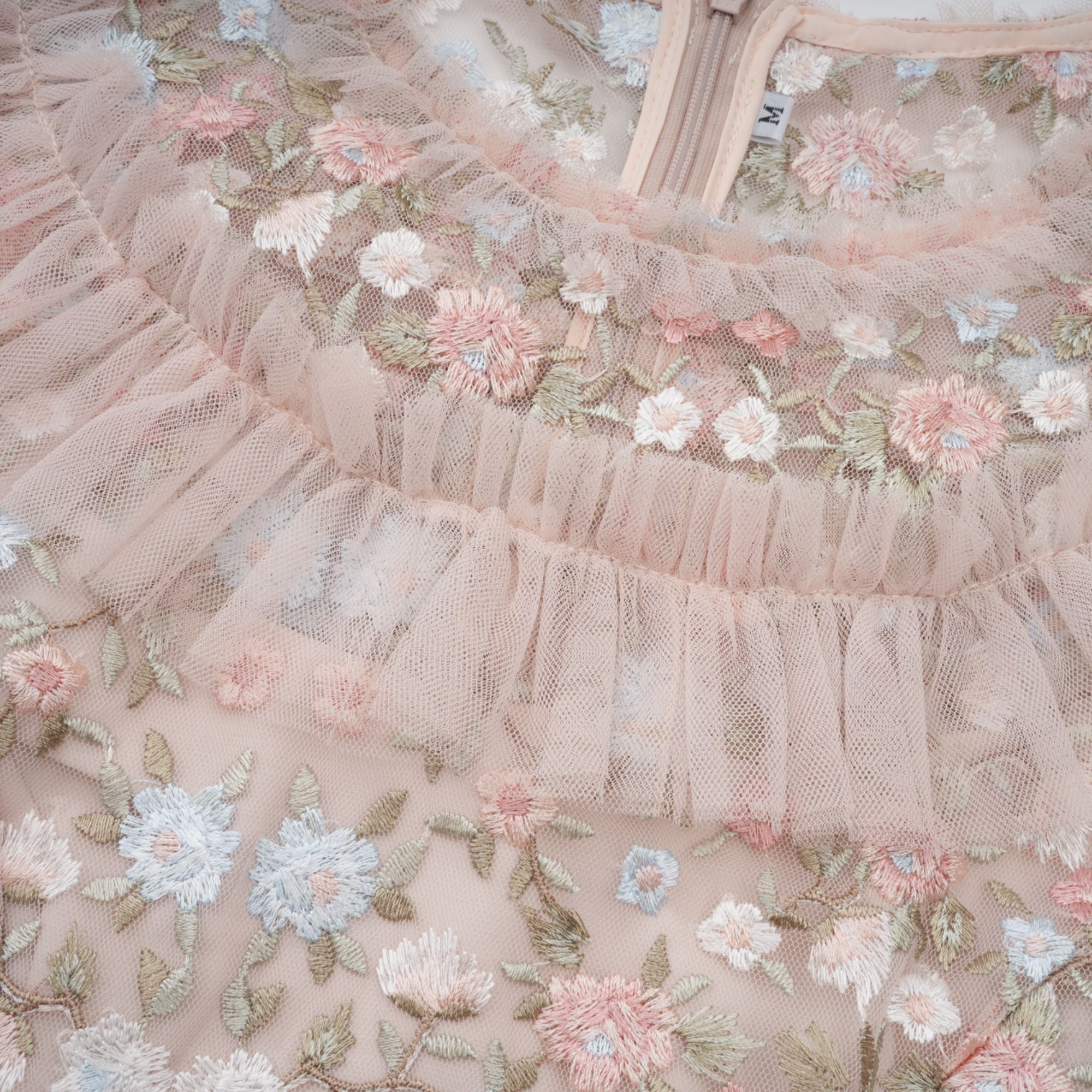 Kévina floral-embroidered tiered ruffled midi dress
