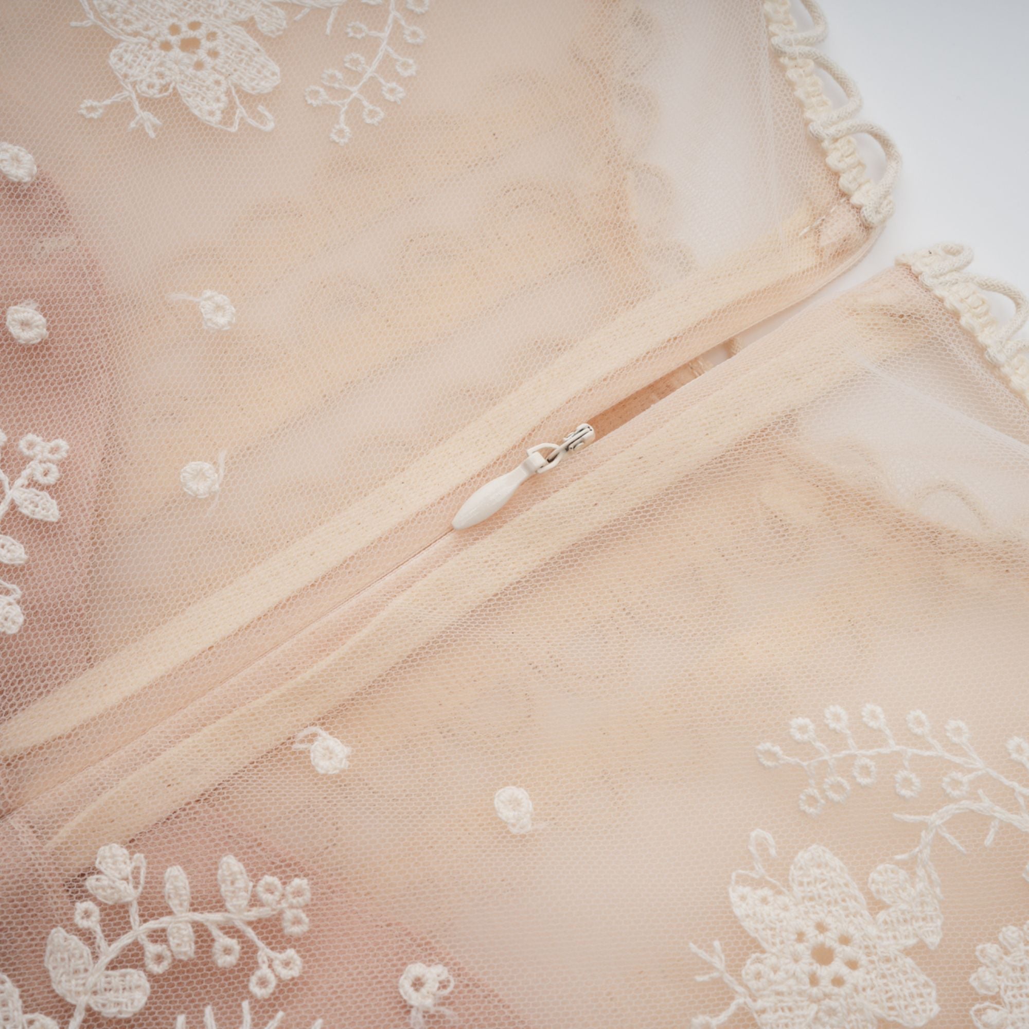Fleur floral-embroidered lace midi dress in Neutrals (Final Sale-US Only)