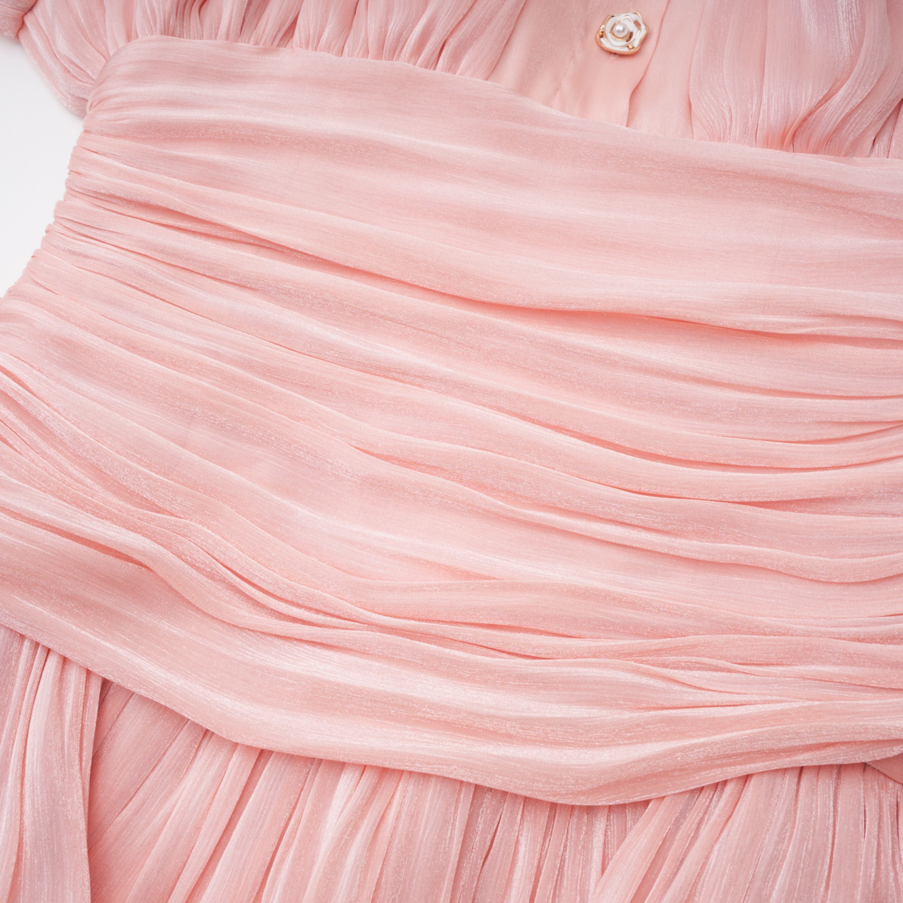 Emersyn Pink High-Neck Ruffled Detail Mini Dress (Final Sale-US Only)