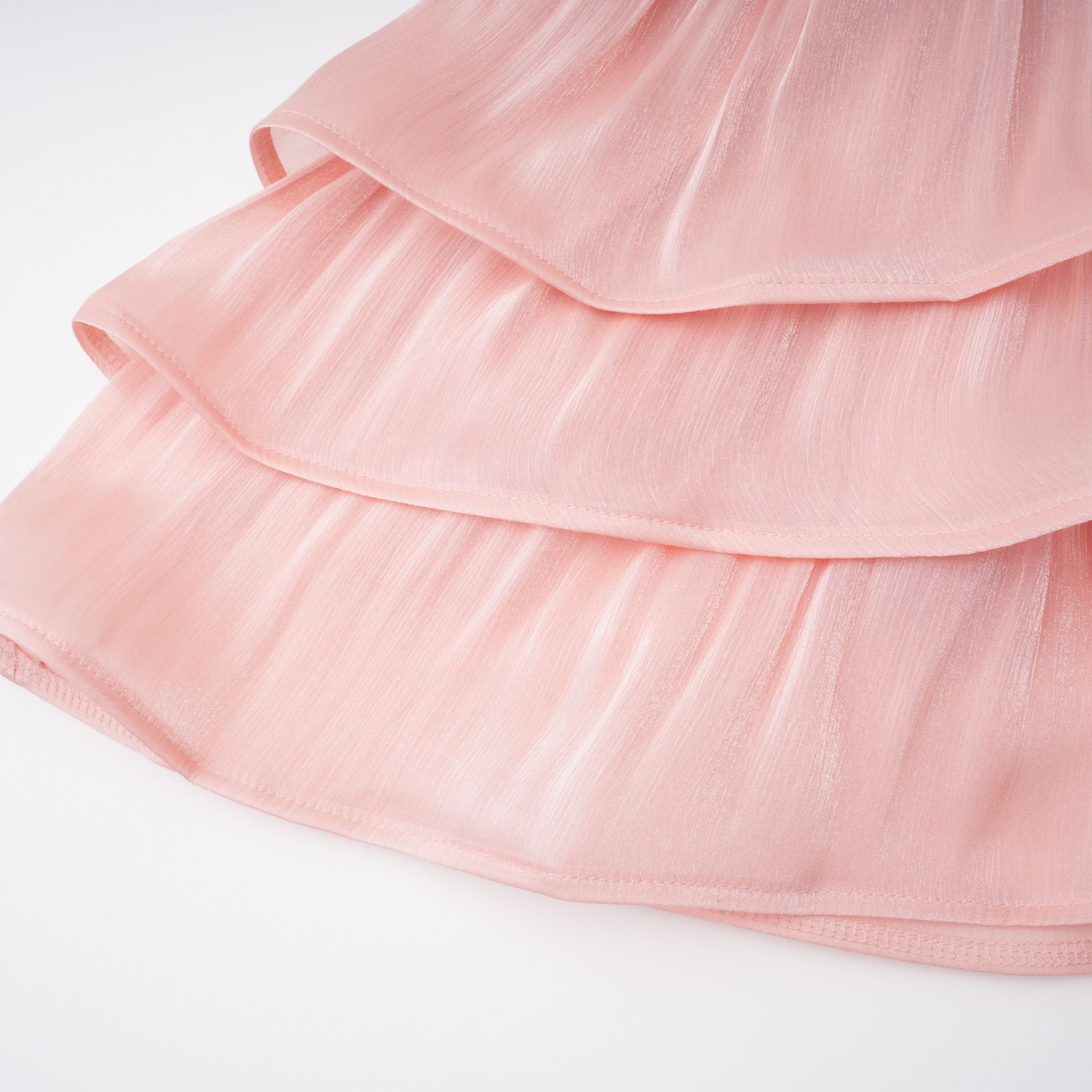 Emersyn Pink High-Neck Ruffled Detail Mini Dress (Final Sale-US Only)