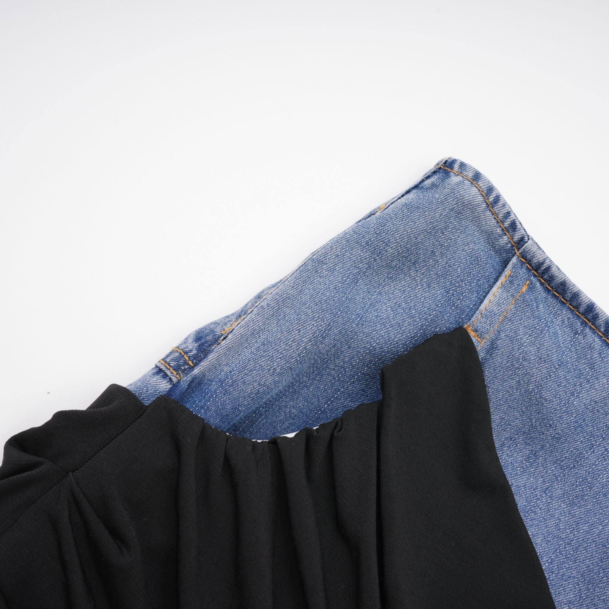 Nala jersey-panelled denim top & skirt matching set (Final Sale)