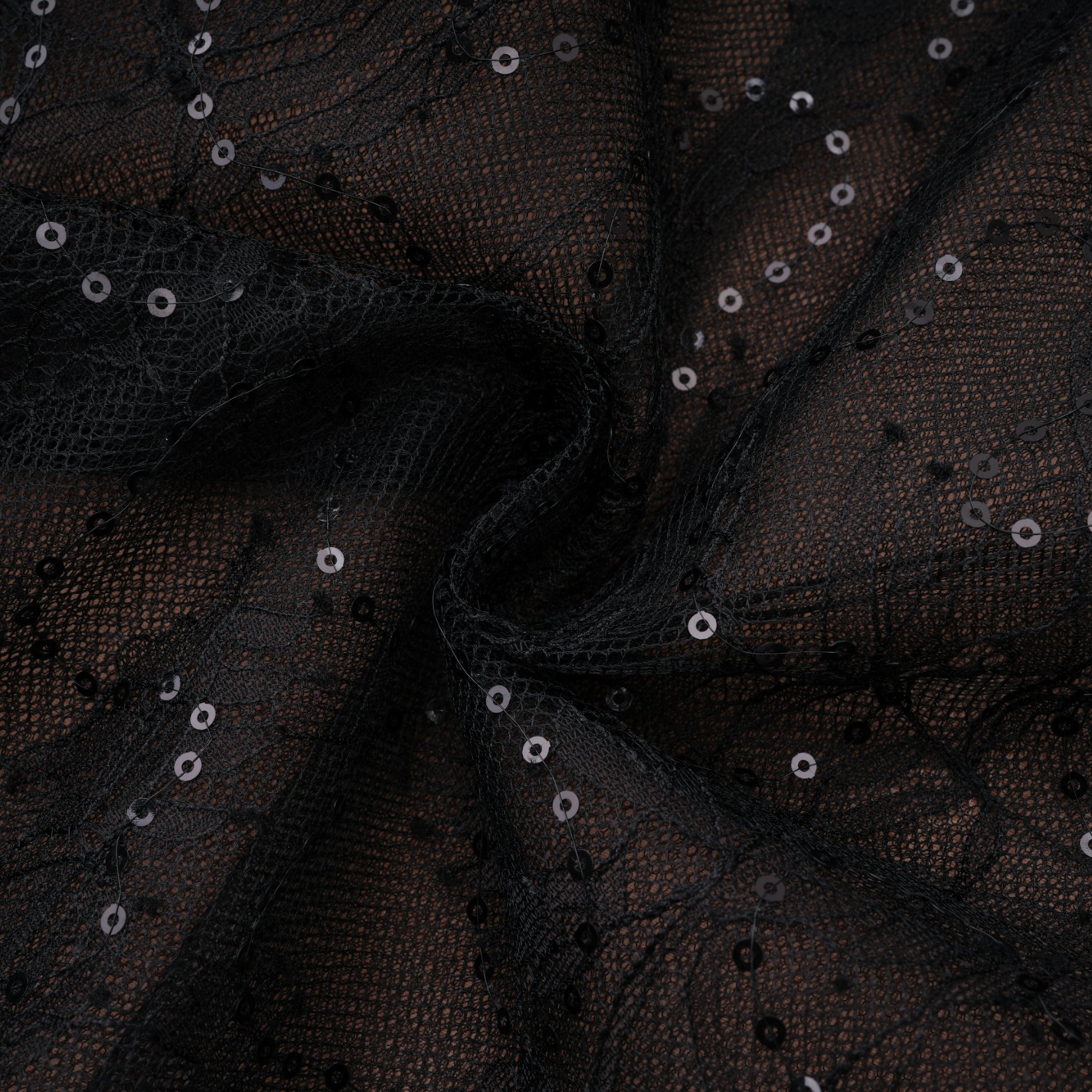 Mirabella Black Sequined Flroal Lace Mini Dress
