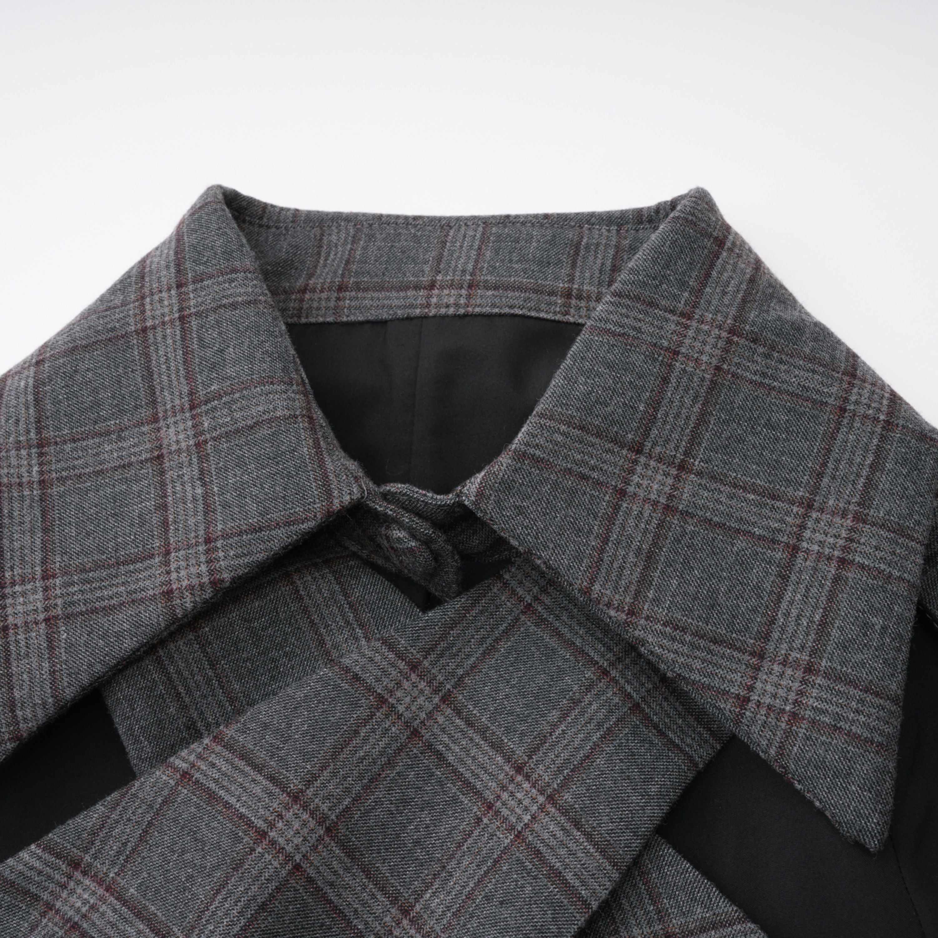 Serena Grey Cut Out Checked Blazer & Skirt Set