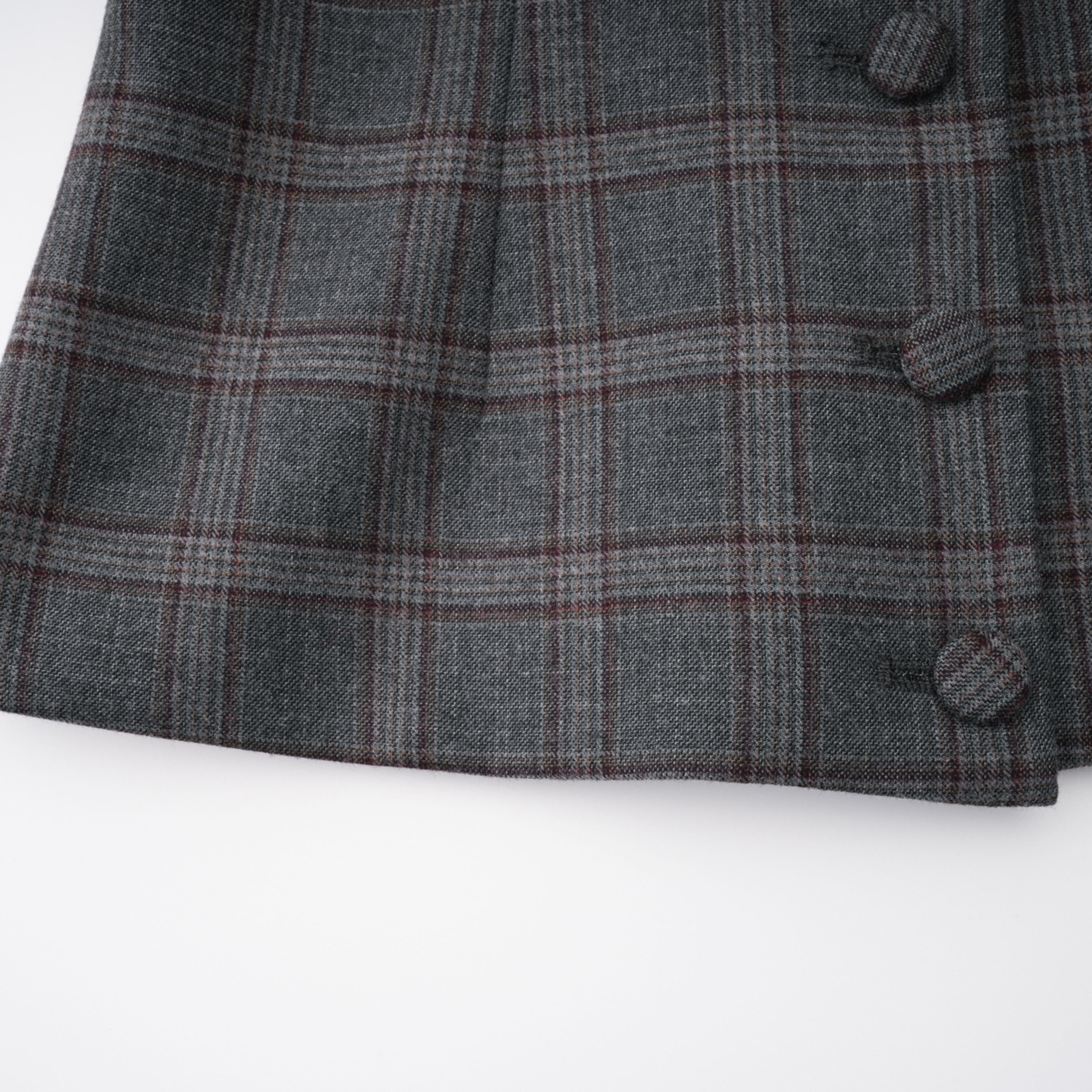 Serena Grey Cut Out Checked Blazer & Skirt Set