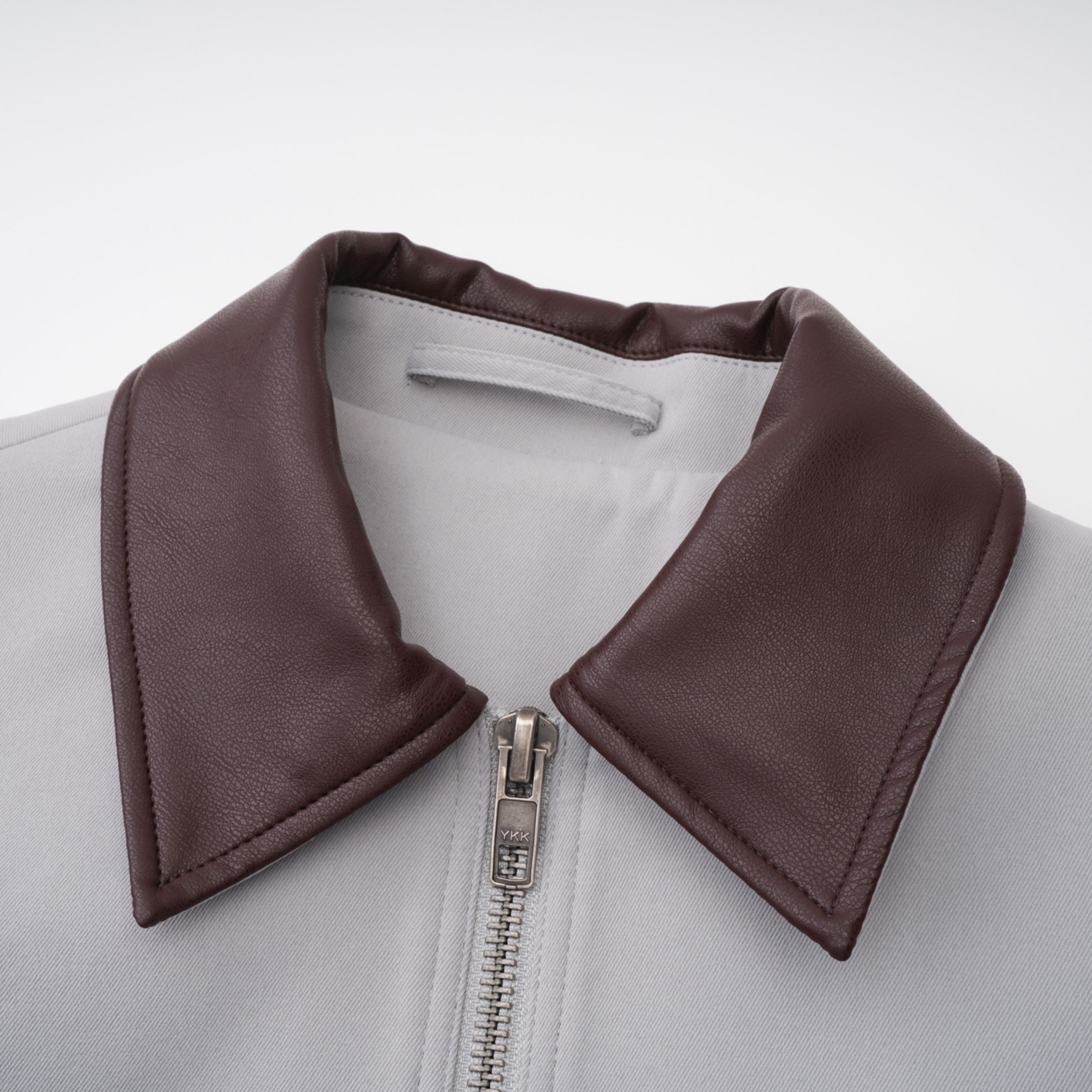 Vilma Grey Leather Collar Hunting Jacket
