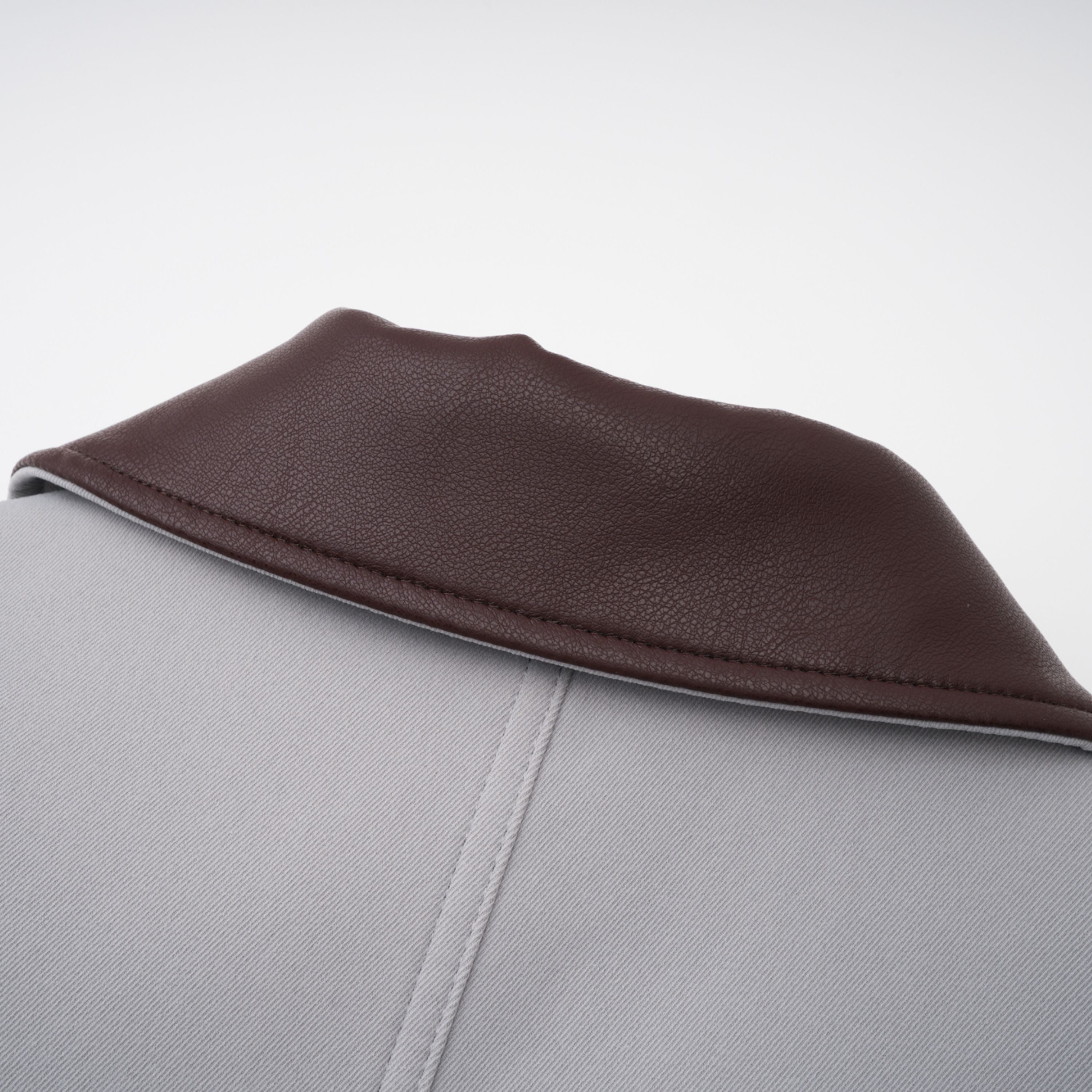 Vilma Grey Leather Collar Hunting Jacket