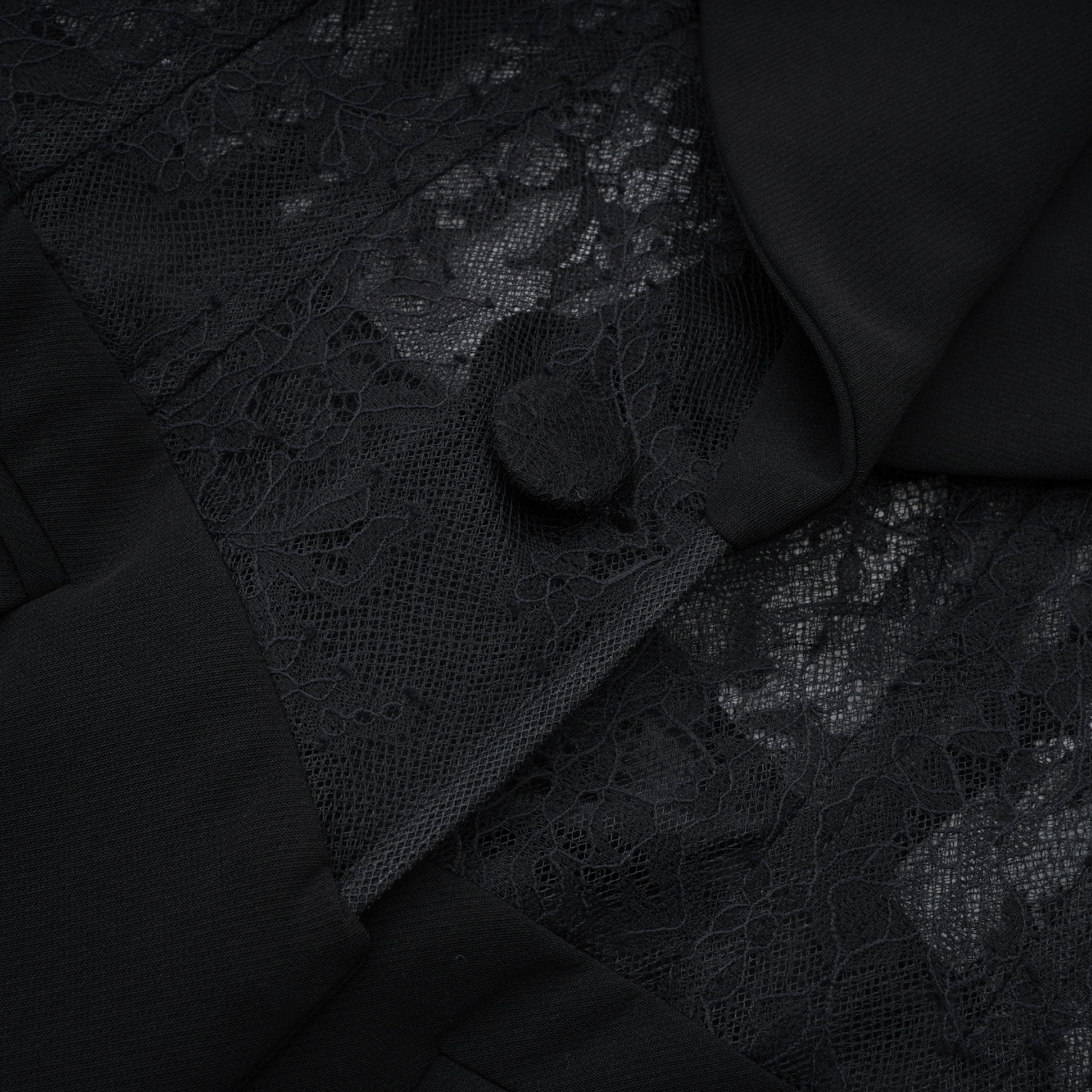 Verena Black Floral Lace Panel Blazer