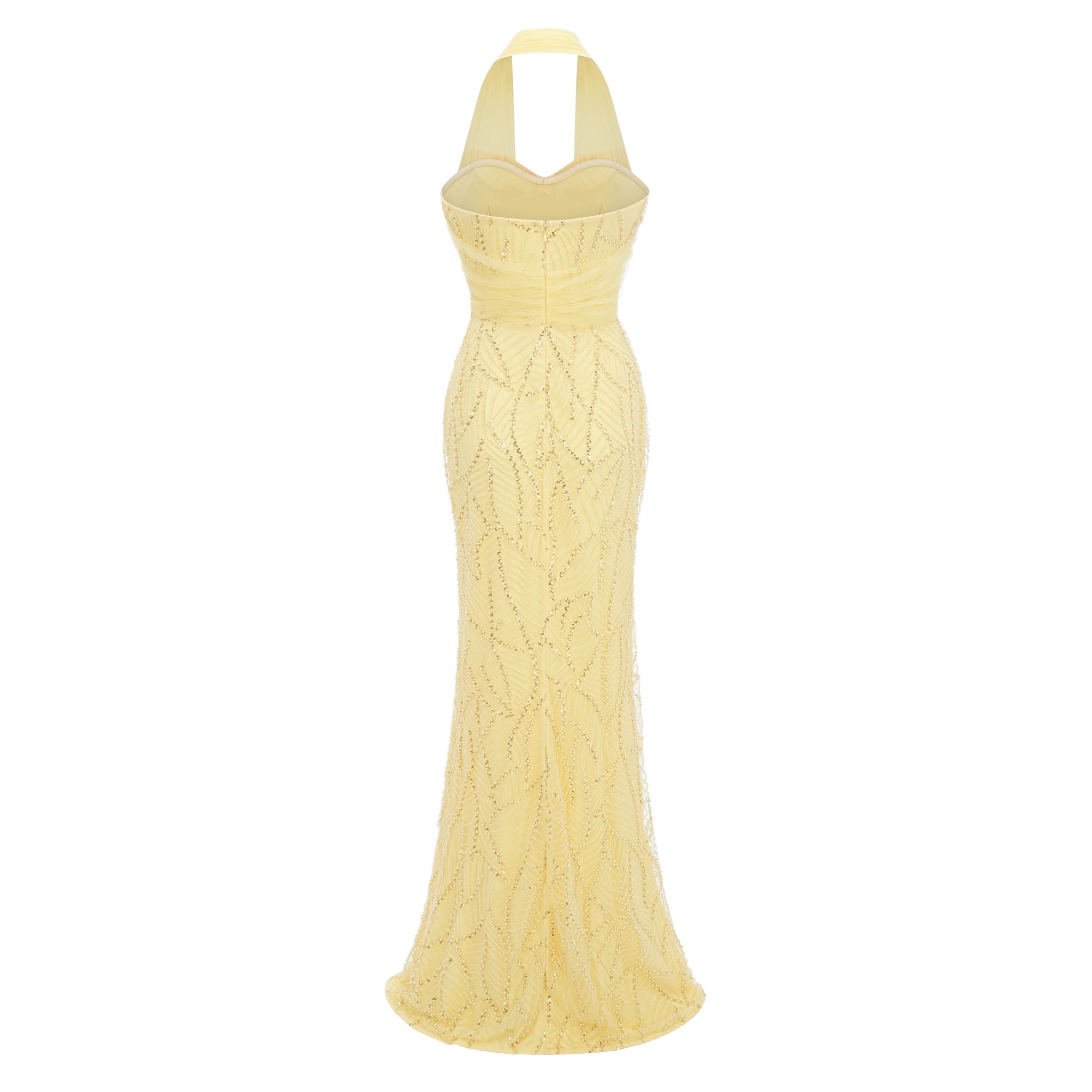 Antonia Yellow Halterneck Bow Maxi Dress