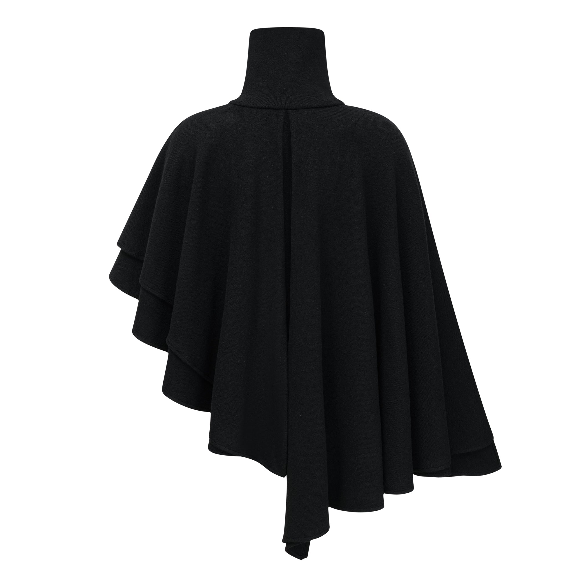 Filomena Black Layered Asymmetrical Knit Cape Top (Final Sale)