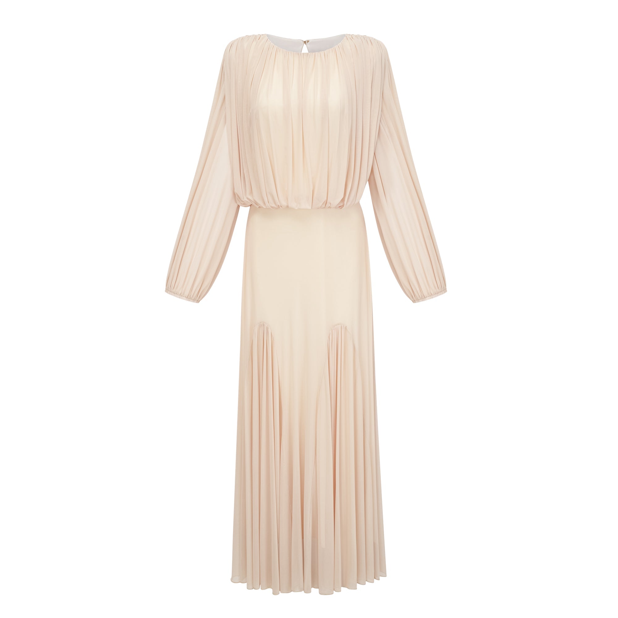 Annabelle Yellow Lantern Sleeve Pleated Maxi Dress