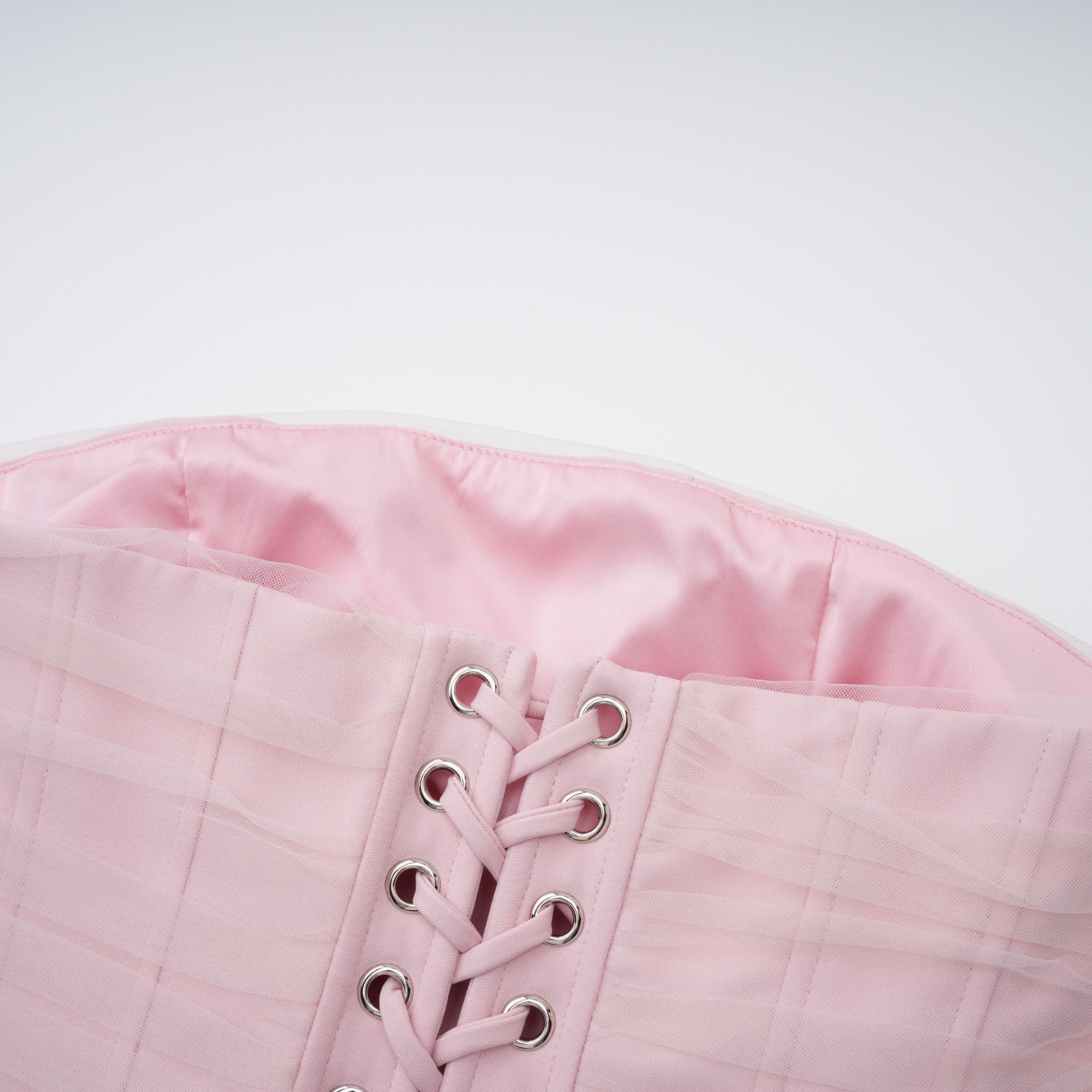 Priscille Pink Shawl & Corset Top & Pleated Skirt Set