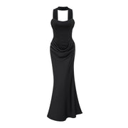 Berit Black Scarf Off Shoulder Ruched Maxi Dress