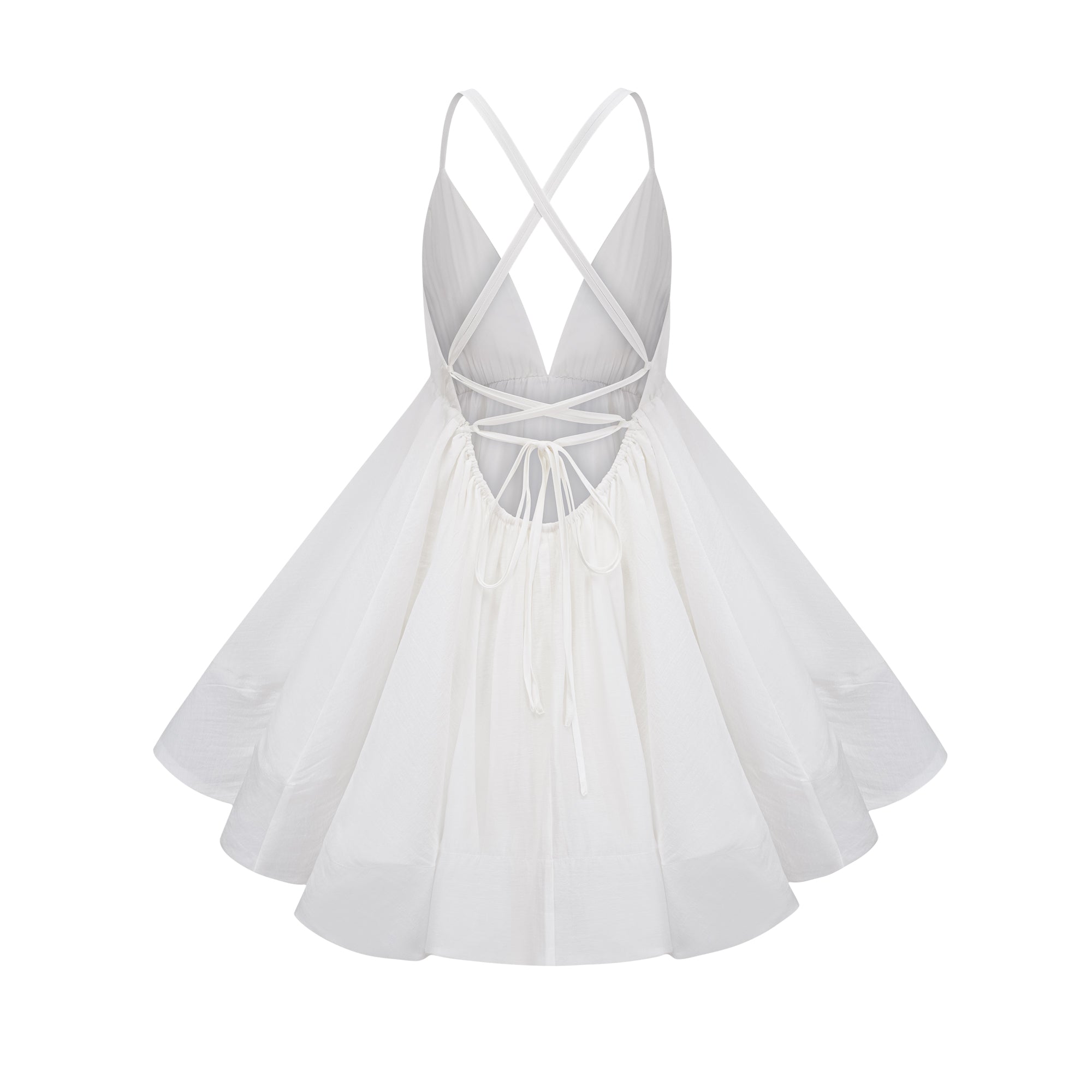 Quincie white shirred flounced mini dress (Final Sale)