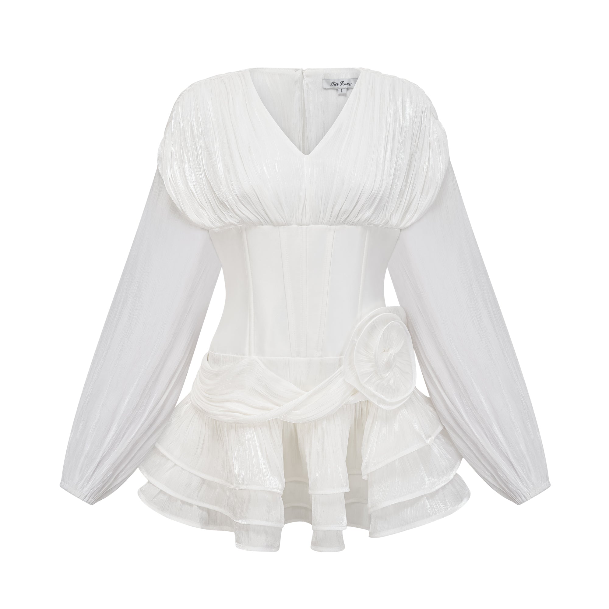 Rosier fully-pleated cinched mini dress in White (Final Sale-US Only)