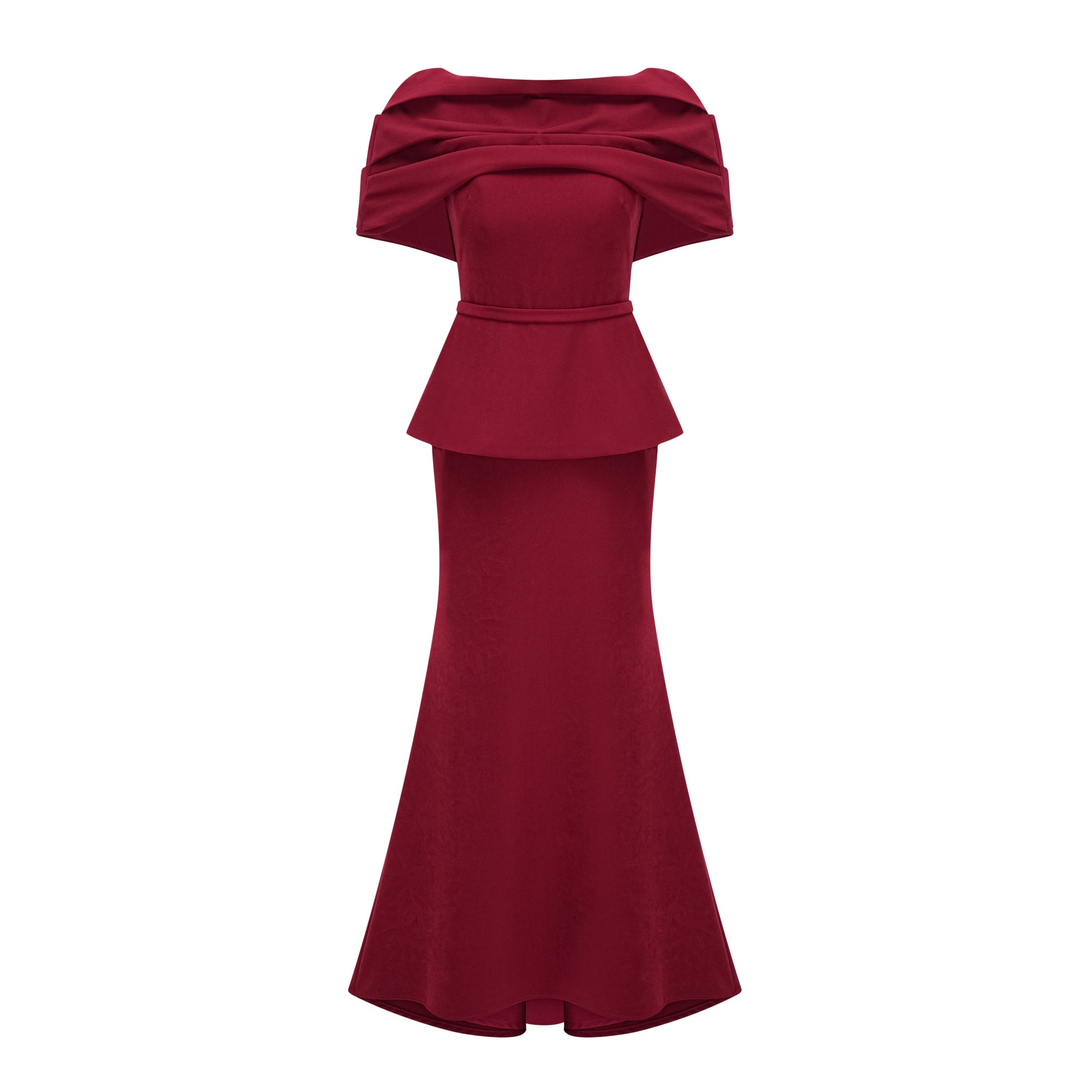 Lauren Red Ruched Shawl Detail Maxi Dress (Final Sale-US Only)
