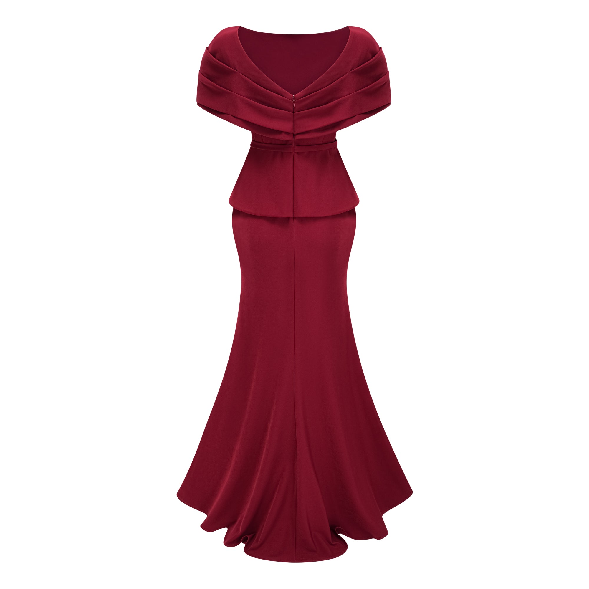 Lauren Red Ruched Shawl Detail Maxi Dress (Final Sale-US Only)