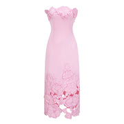 Inga Pink Strapless Floral Embroidered Maxi Dress (Final Sale-US Only)